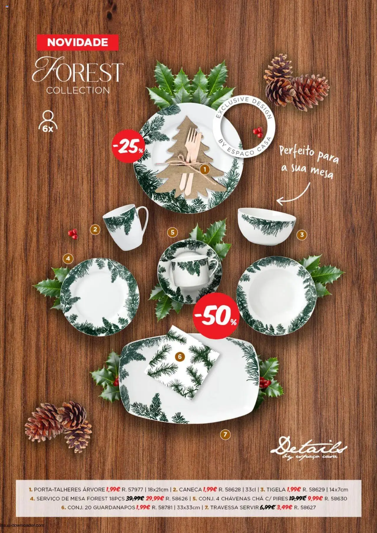 Espaço Casa Catálogo de Natal 2025 │ válido de 11.10.2025 | Página: 49 | Produtos: Guardanapos, Tigela, Mesa, Chá
