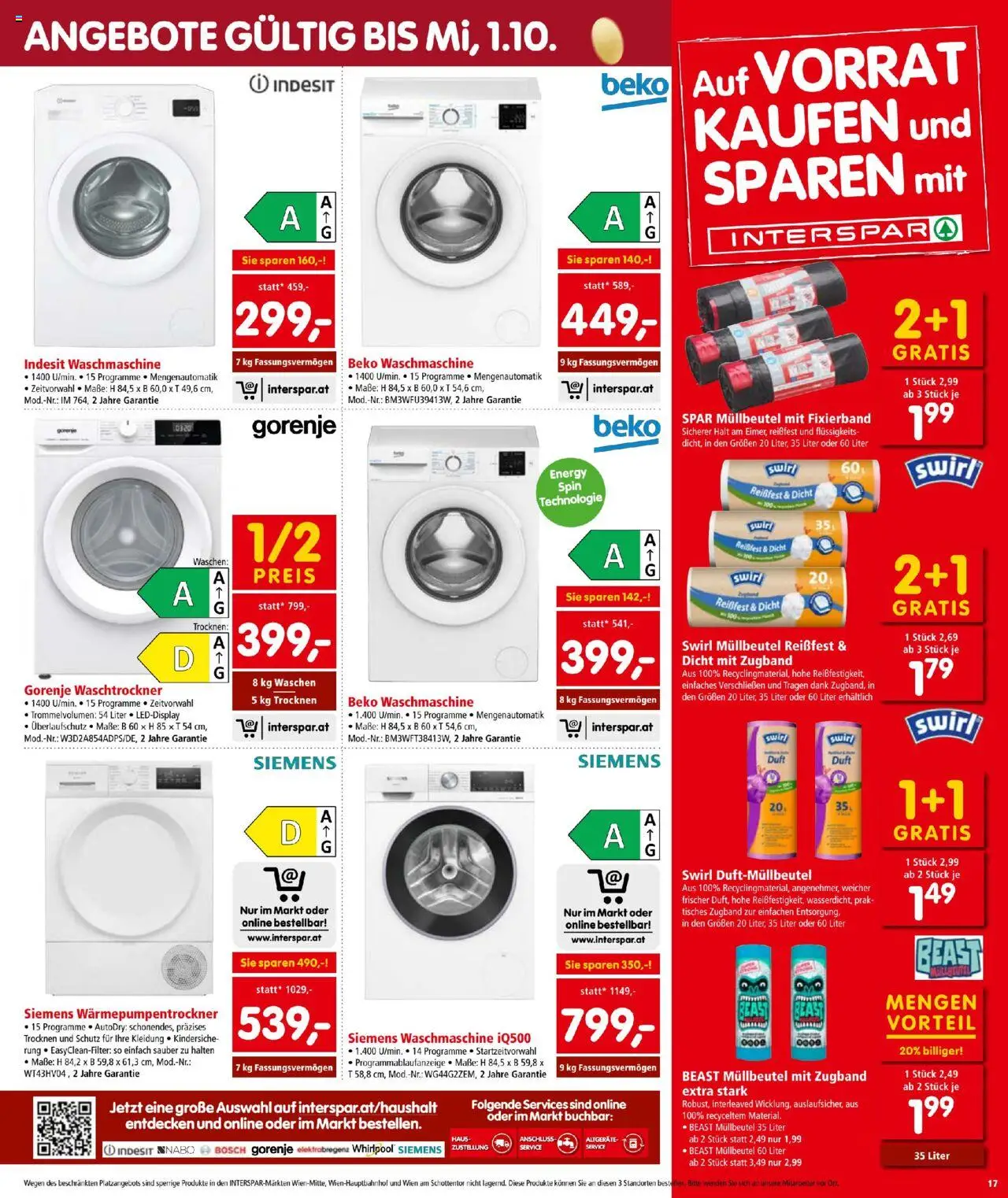 Interspar Flugblatt gültig ab 11.09.2025 | Seite: 17 | Produkte: Waschmaschine, Duft