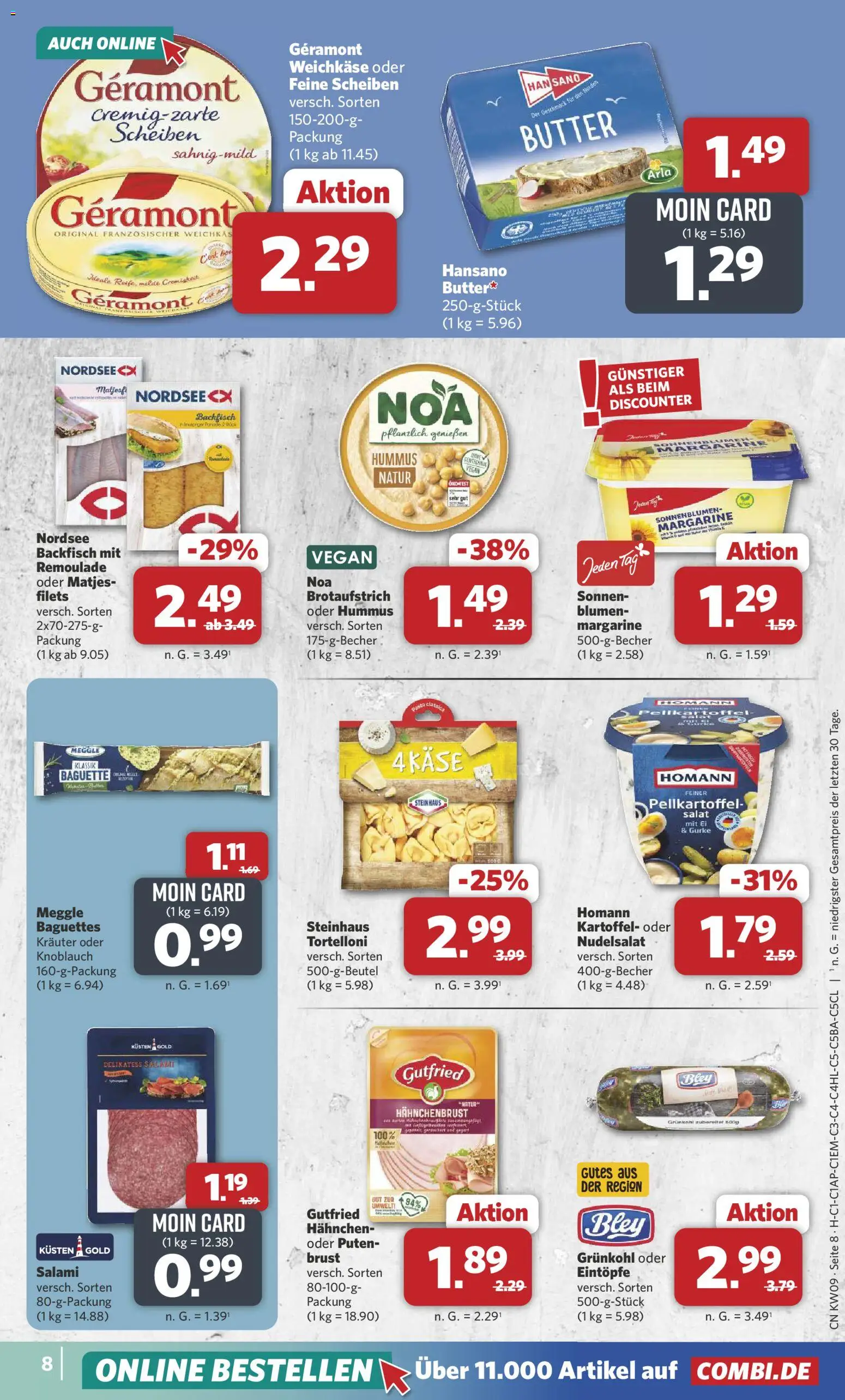 Combi Prospekt 	 – gültig ab 22.02.2026 | Seite: 8 | Produkte: Butter, Knoblauch, Pasta, Salat
