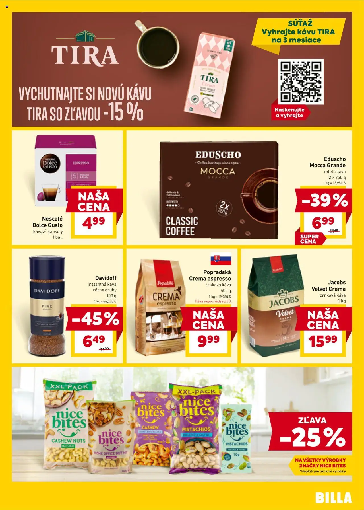 Nové Billa akcie – leták je platný od 15.10.2025 | Strana: 11 | Produkty: Dolce Gusto, Davidoff, Káva