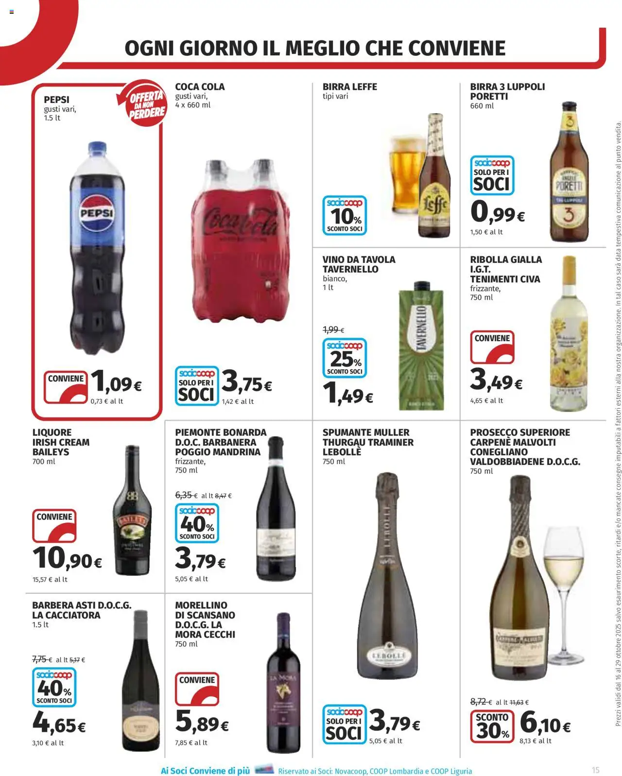Volantino COOP del 16.10.2025 | Pagina: 15 | Prodotti: Data, Liquore, Pepsi, Coca Cola