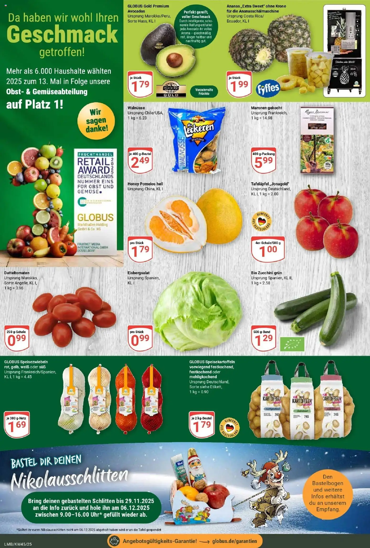 Globus prospekt Limburg	 – gültig ab 02.11.2025 | Seite: 6 | Produkte: Walnüsse, Ananas, Kartoffeln, Zucchini