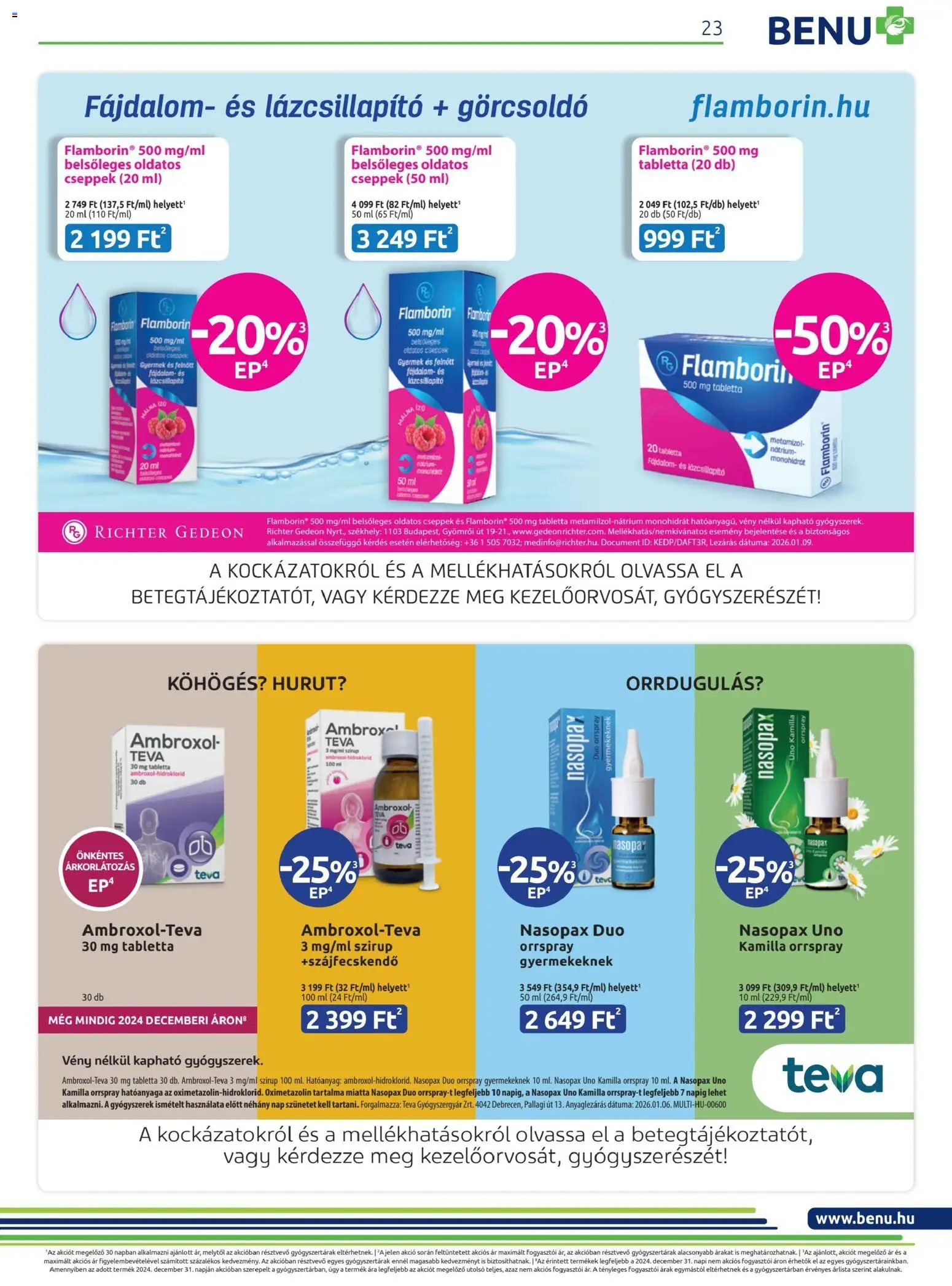 BENU Gyógyszertárak akciós ujság - amely érvényes a következő dátumtól: 01.02.2026 | Oldal: 23 | Termékek: Málna, Gyógyszerek