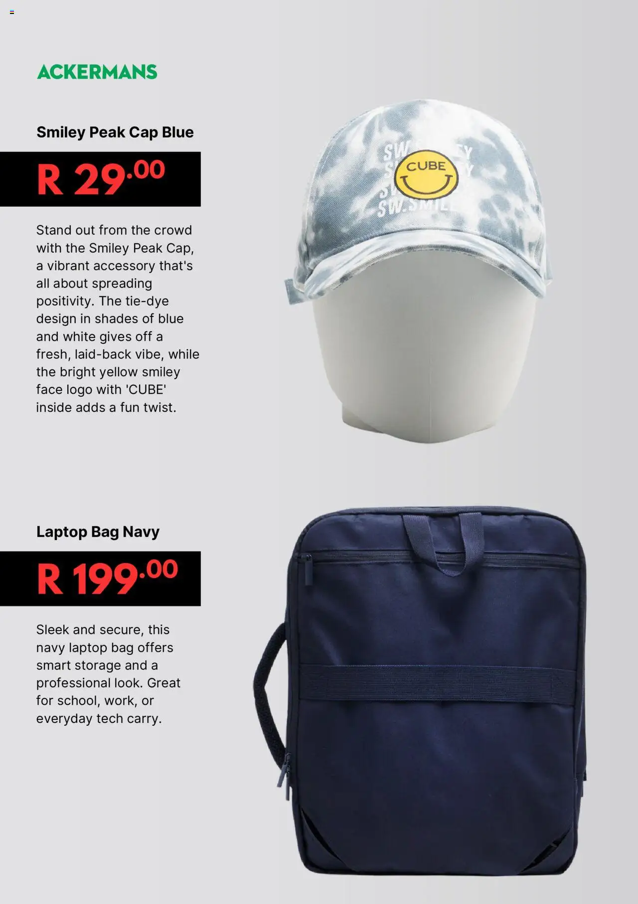 Ackermans Specials │ valid from 31.07.2025 | Page: 12 | Products: Cap, Bag, Laptop