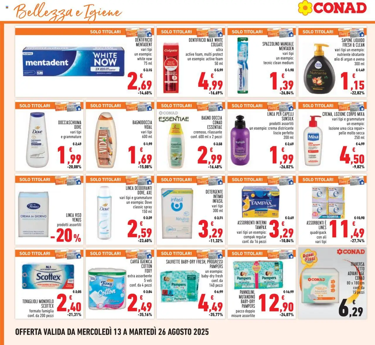 Volantino Conad del 13.08.2025 | Pagina: 20 | Prodotti: Detergente intimo, Intimo, Body, Doccia