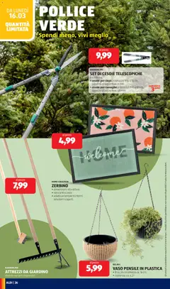 Anteprima del volantino VASO PENSILE IN PLASTICA, • Ø ca. 26 cm/altezza ca. 16 cm • capienza: ca. 4,2 l valido a partire dal 16.03.2026 | Pagina: 26