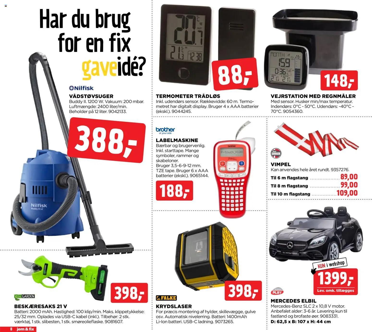 Jem & fix tilbudsavis – gyldig fra 07.12.2025 | Side: 8 | Produkter: Batterier, Termometer, Kabel, Batteri