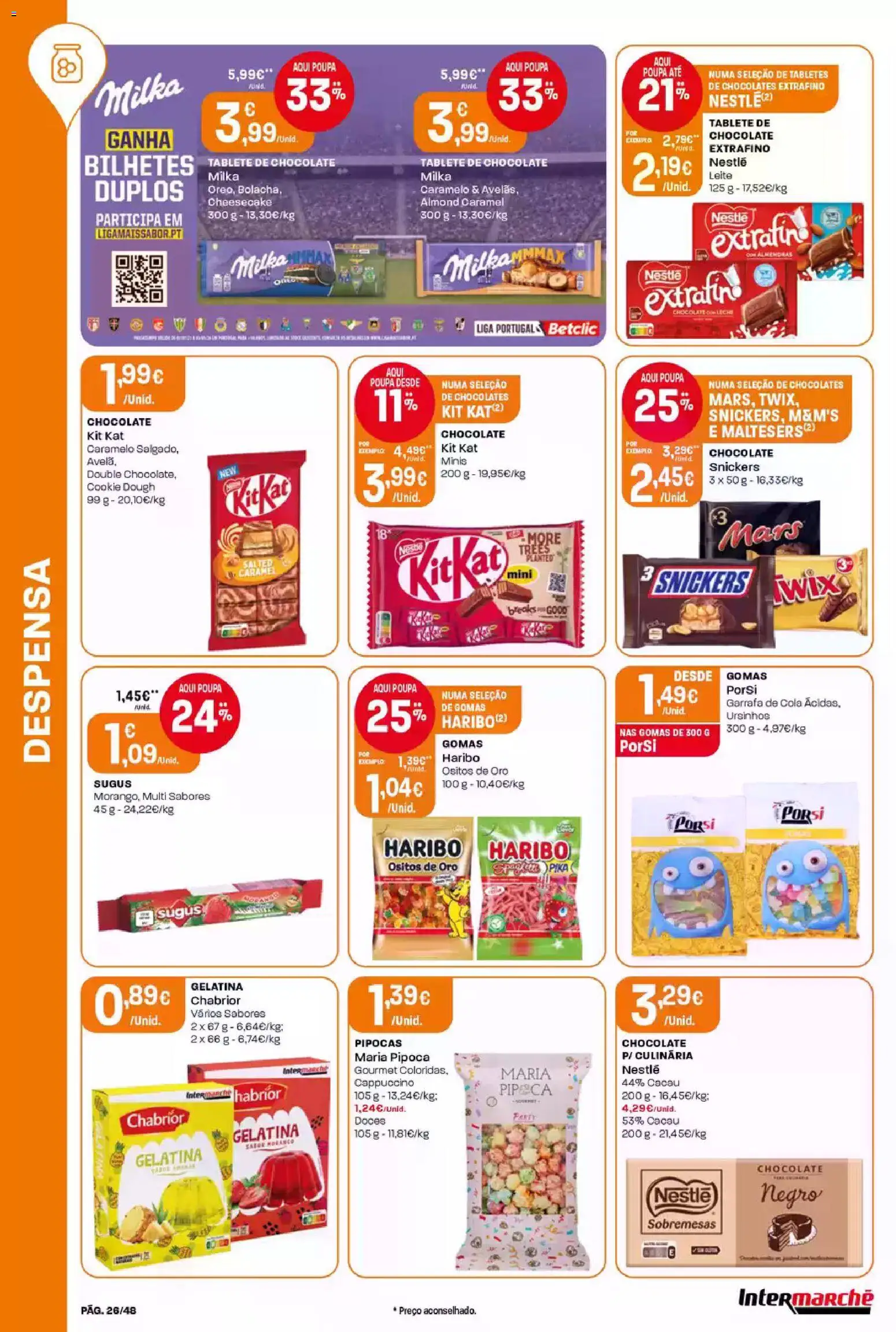 Intermarché folheto │ válido de 12.02.2026 | Página: 26 | Produtos: Pipocas, Nestlé, Chocolate, Doces