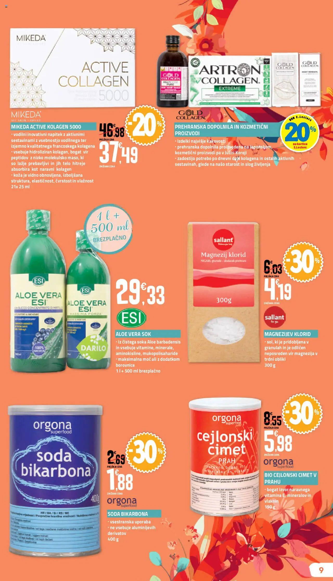 E.leclerc katalog leposana │ velja od 29.08.2025 | Stran: 9 | Izdelki: Prehranska dopolnila, Sok, Borovnice