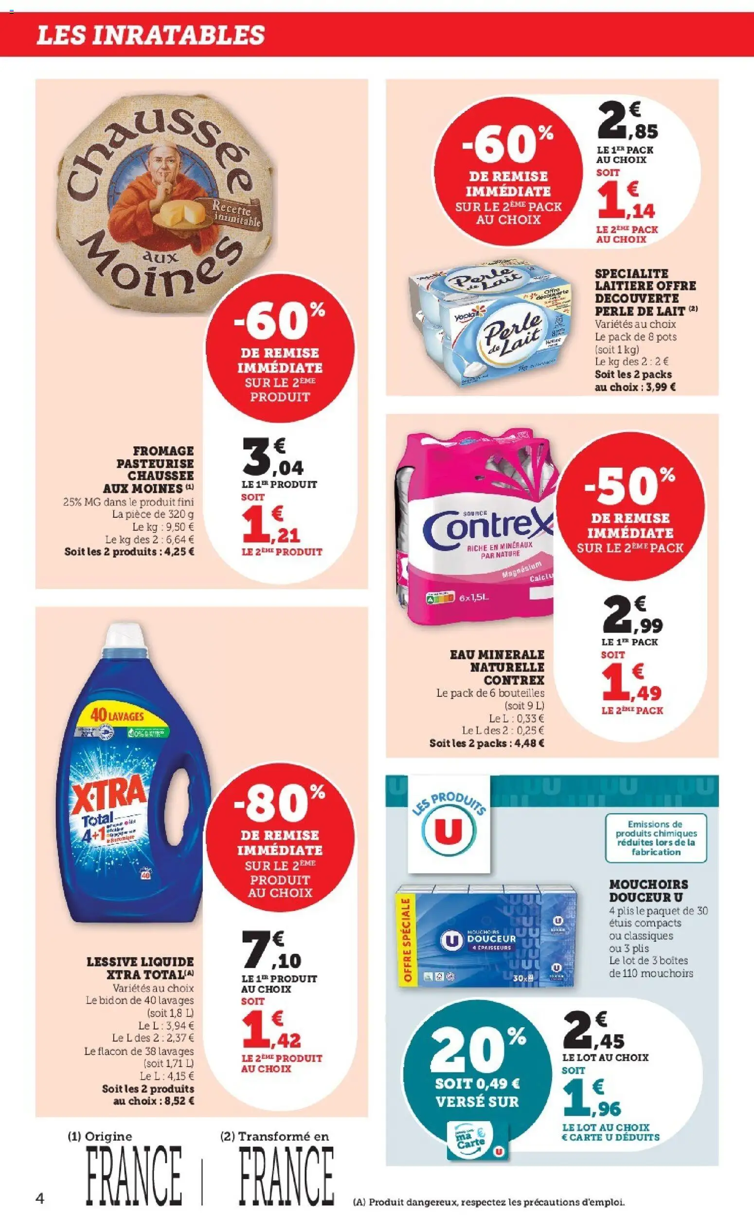 {H1} | Page: 4 | Produits: Eau minérale, Mouchoirs, Lessive, Contrex