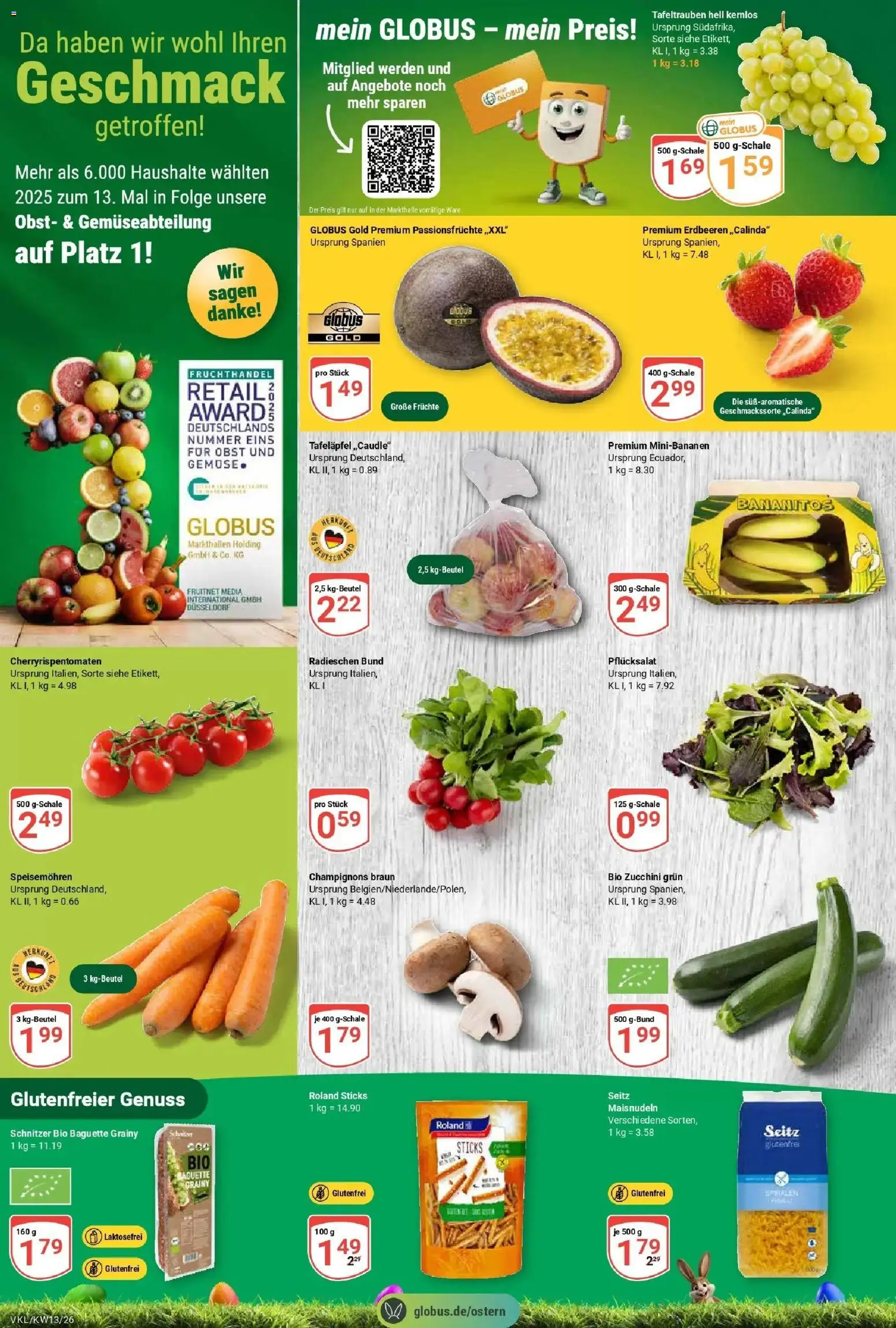 Globus prospekt Völklingen	 – gültig ab 23.03.2026 | Seite: 11 | Produkte: Baguette, Gemüse, Zucchini, Erdbeeren