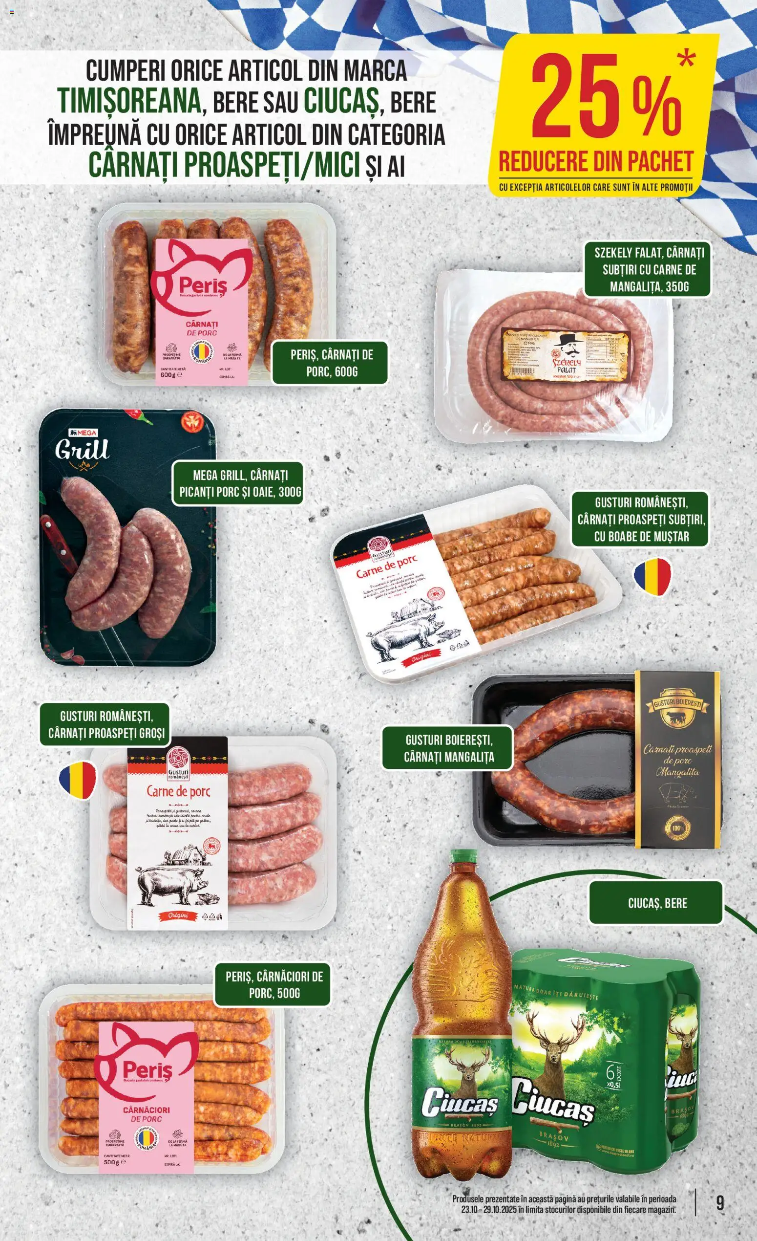 Noul catalog Mega Image – valabil de la 23.10.2025 | Pagină: 9 | Produse: Masă, Bere, Pește, Muștar