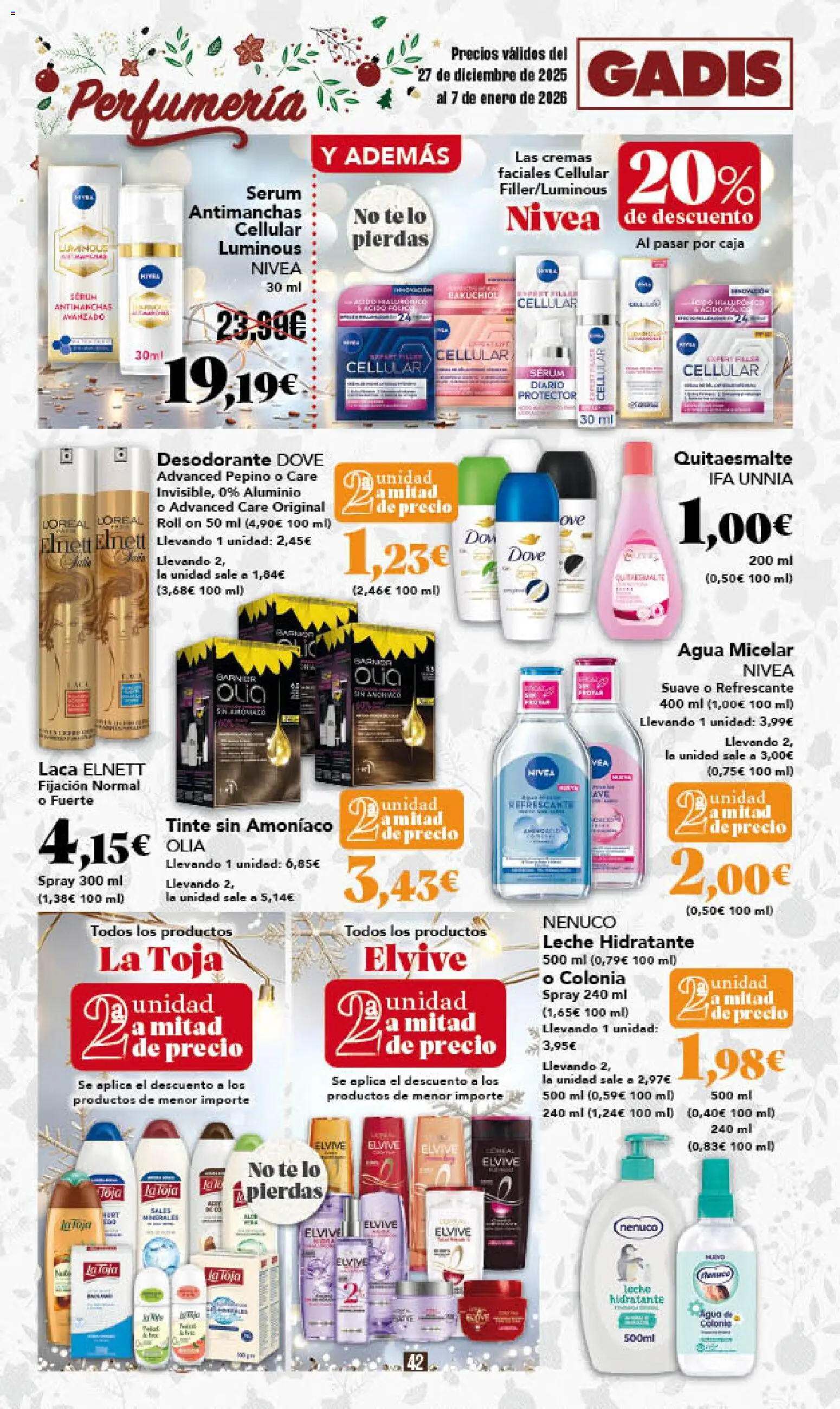 Gadis - folleto │ válido desde el 27.12.2025 | Página: 42 | Productos: Στιγμιαίος καφές, Tinte, Agua micelar, Sérum