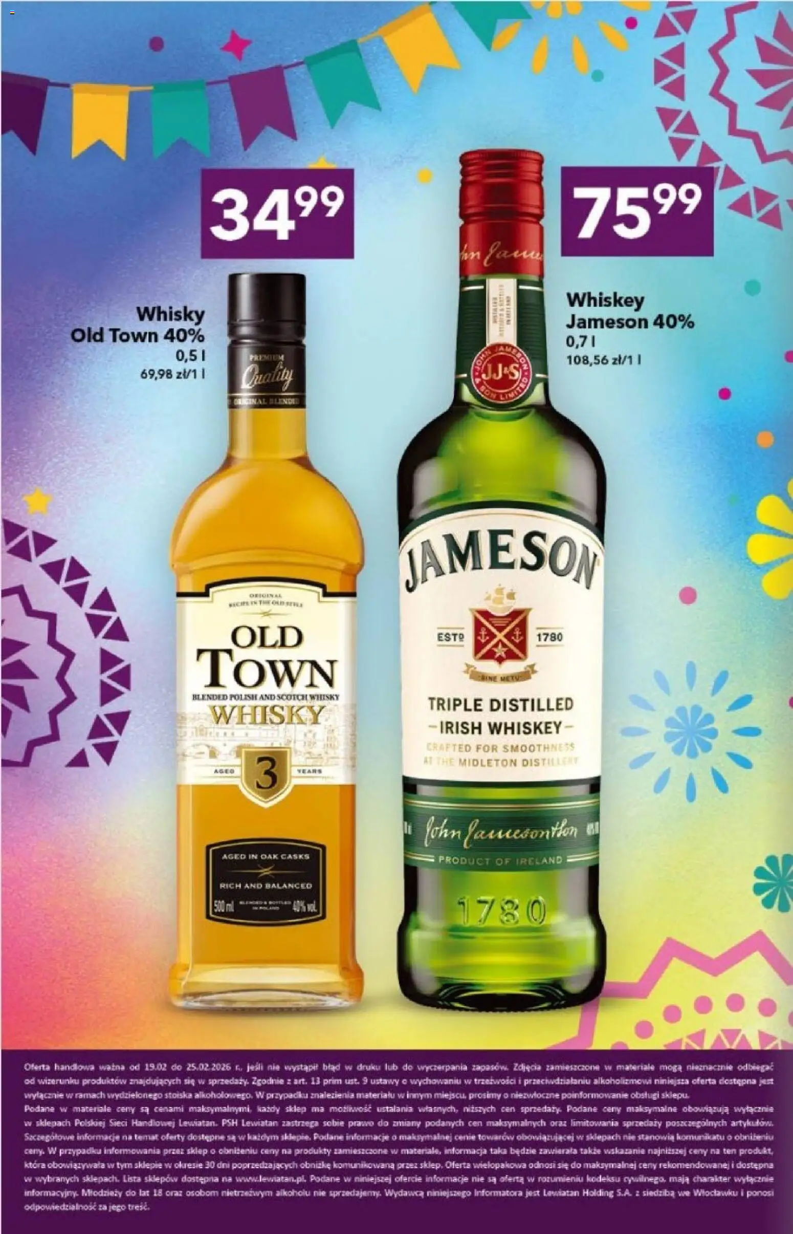 Lewiatan gazetka - Alkohole od 19.02.2026 | Strona: 4 | Produkty: Jameson, Whisky
