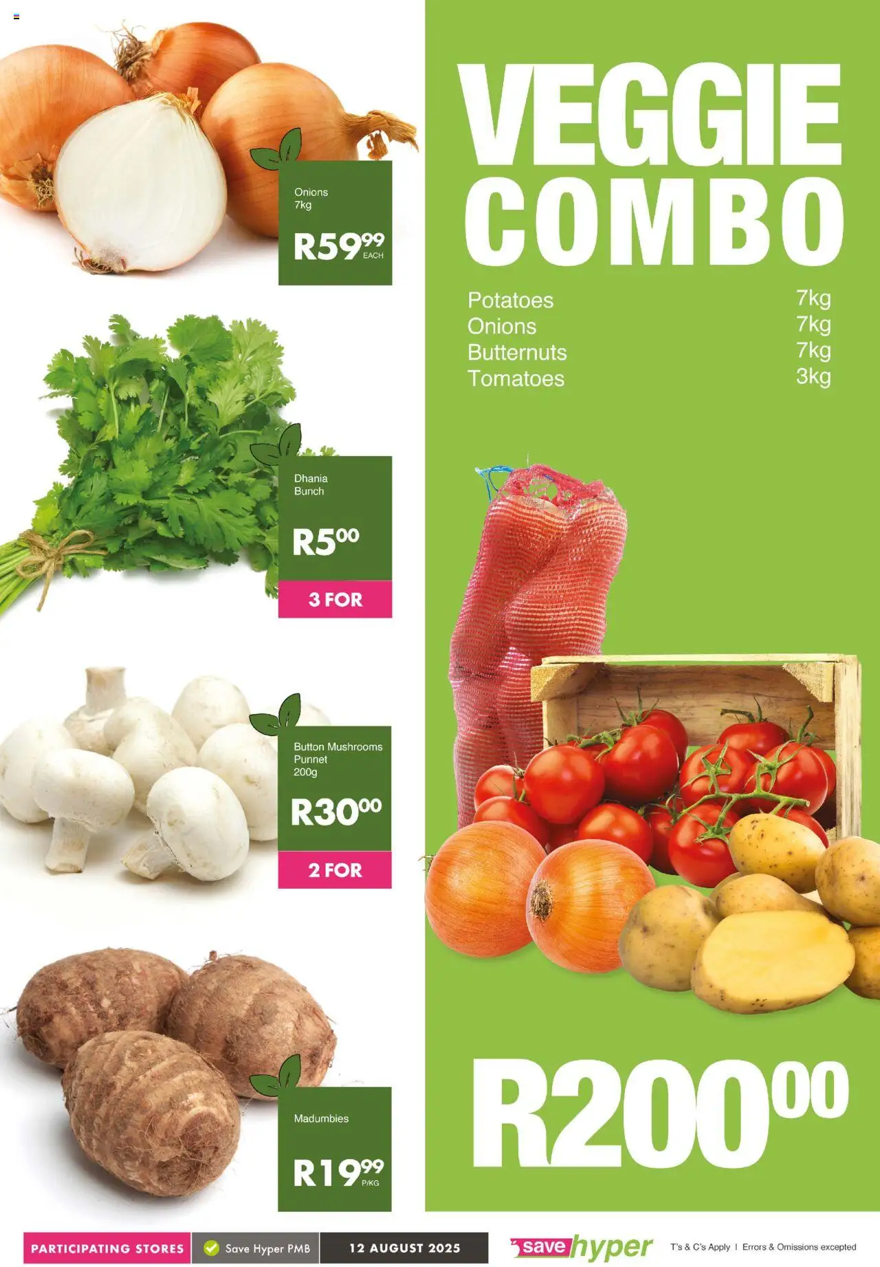 Save Market Day │ valid from 12.08.2025 | Page: 6 | Products: Mushrooms, Tomatoes, Potatoes, Onions