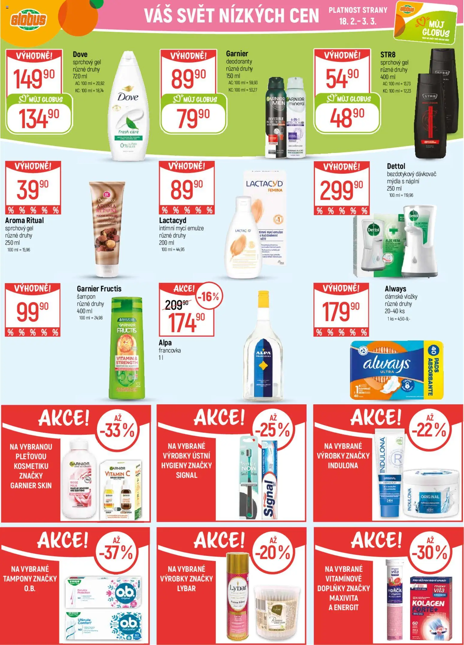 Globus leták od 18.02.2026 | Strana: 31 | Produkty: Vložky, Dávkovač, Dettol, Tampony