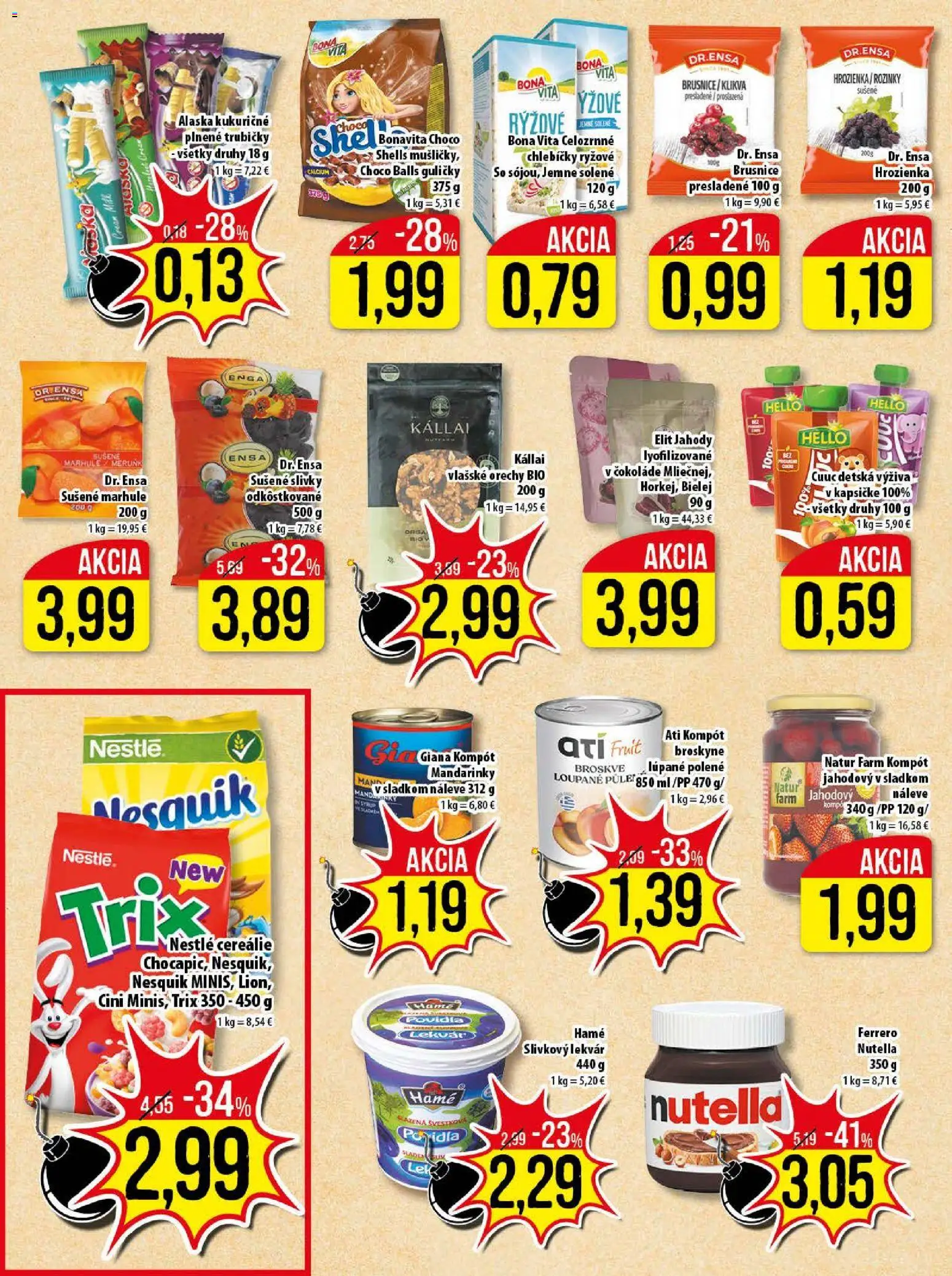 Nové Klas akcie – leták je platný od 26.01.2026 | Strana: 15 | Produkty: Jahody, Sušené marhule, Broskyne, Nesquik