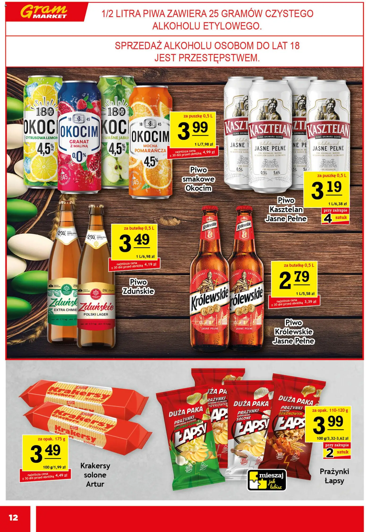 Gram Market gazetka od 25.03.2026 | Strona: 12 | Produkty: Malina, Krakersy, Piwo