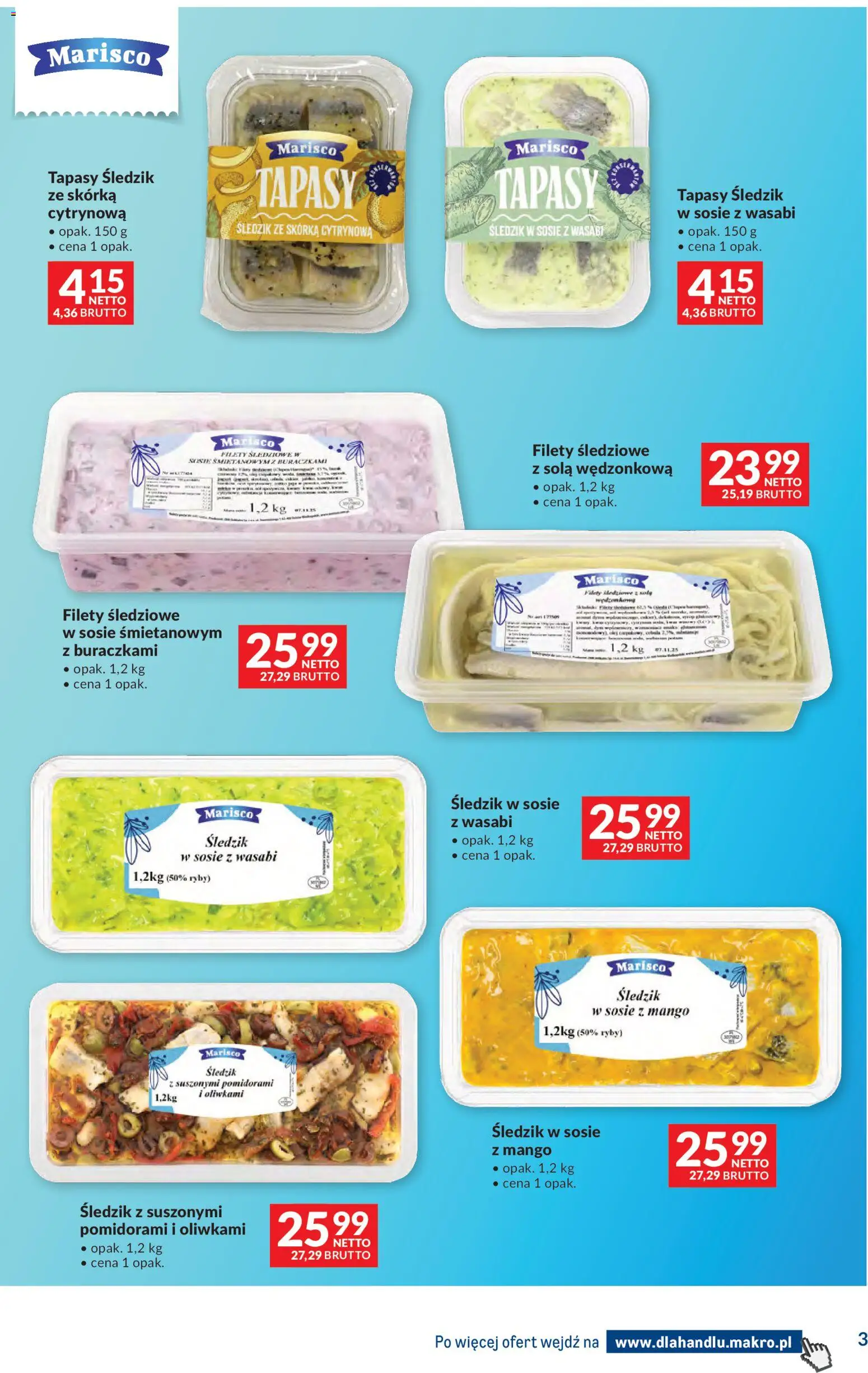 Makro Gazetka - Dystrybucja do sklepów od 27.12.2025 | Strona: 3 | Produkty: Mango, Filety śledziowe w sosie śmietanowym, Ryby