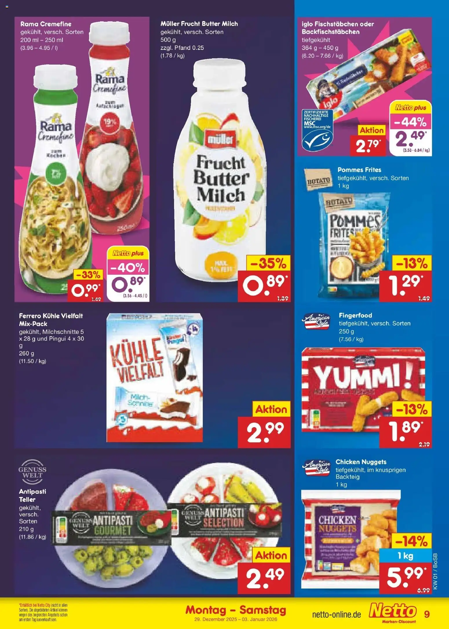 Netto Marken-Discount prospekt Stadtlohn	 – gültig ab 28.12.2025 | Seite: 9 | Produkte: Rama, Milch, Butter, Pommes frites