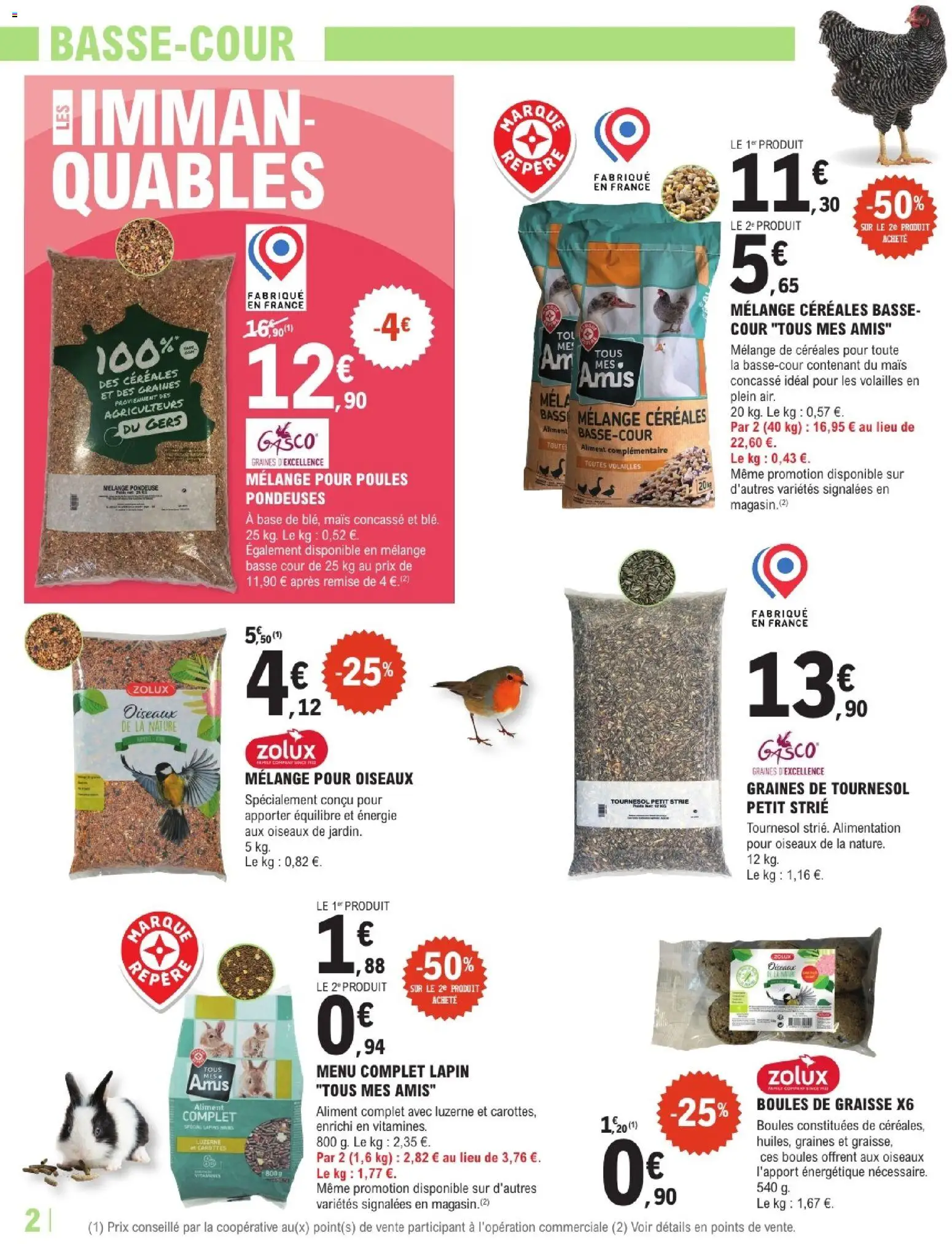 {H1} | Page: 2 | Produits: Base, Lapin, Luzerne, Céréales