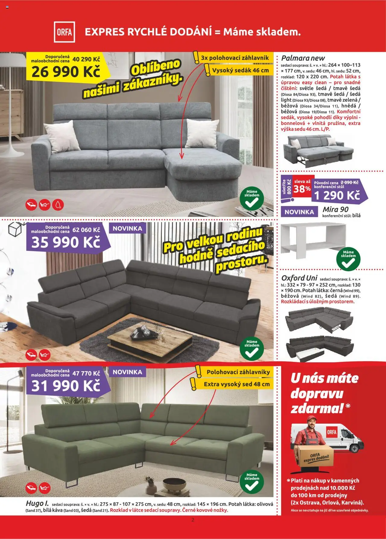 ORFA nábytek leták od 01.10.2025 | Strana: 2 | Produkty: Káva, Sedací souprava, Stůl