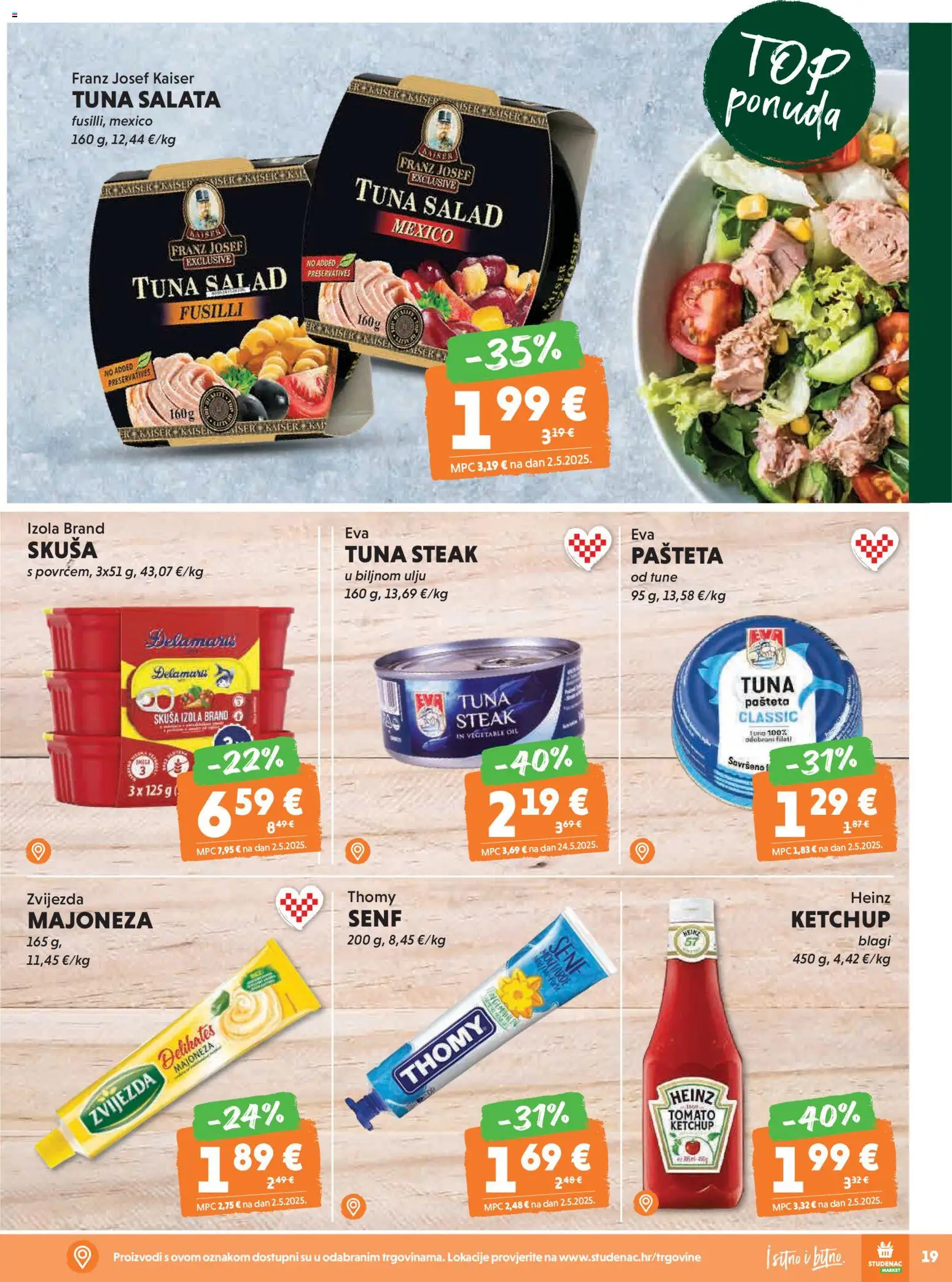 Studenac katalog | vrijedi od 18.02.2026 | Stranica: 19 | Proizvodi: Pašteta, Salata, Senf, Tuna
