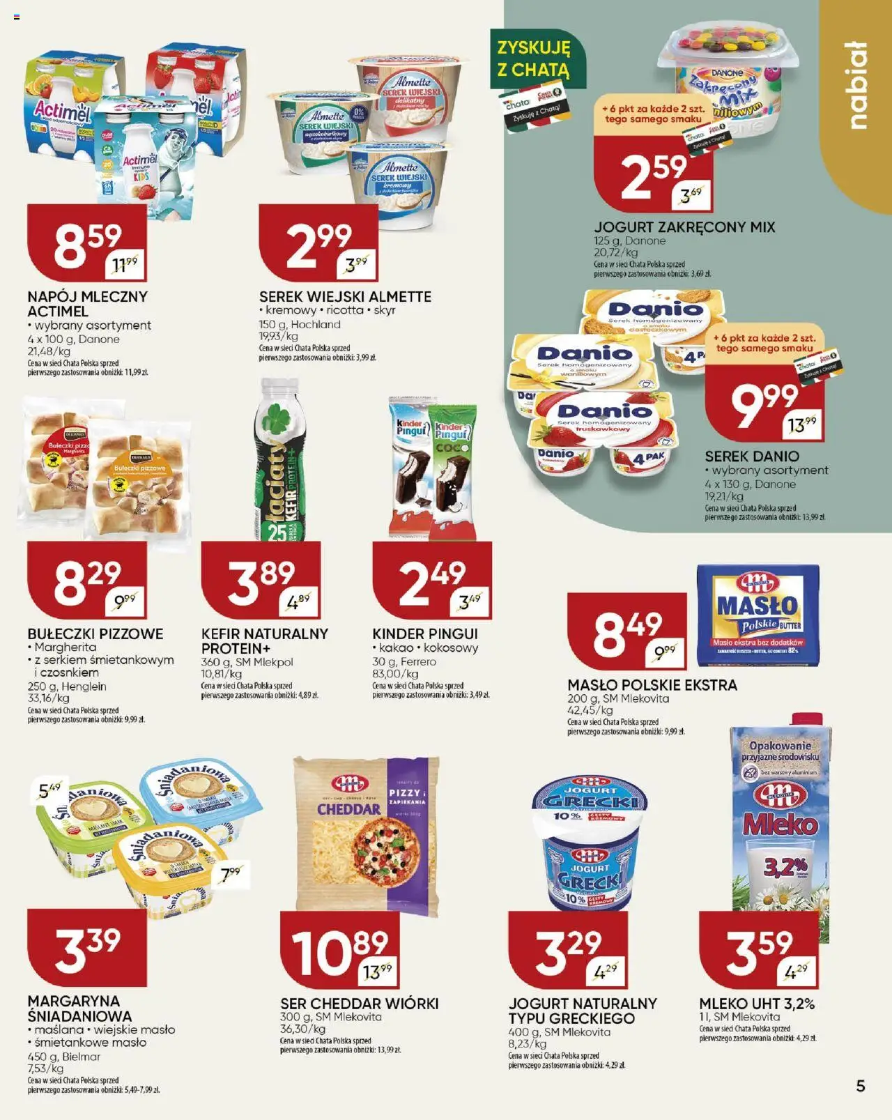 Chata Polska Gazetka od 13.08.2025 | Strona: 5 | Produkty: Kefir, Jogurt naturalny, Masło, Skyr