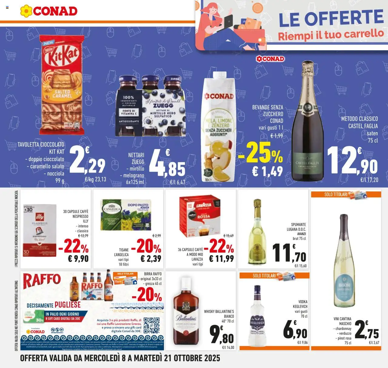 Volantino Conad del 08.10.2025 | Pagina: 38 | Prodotti: Caffè, Vodka, Carrello, Lavazza