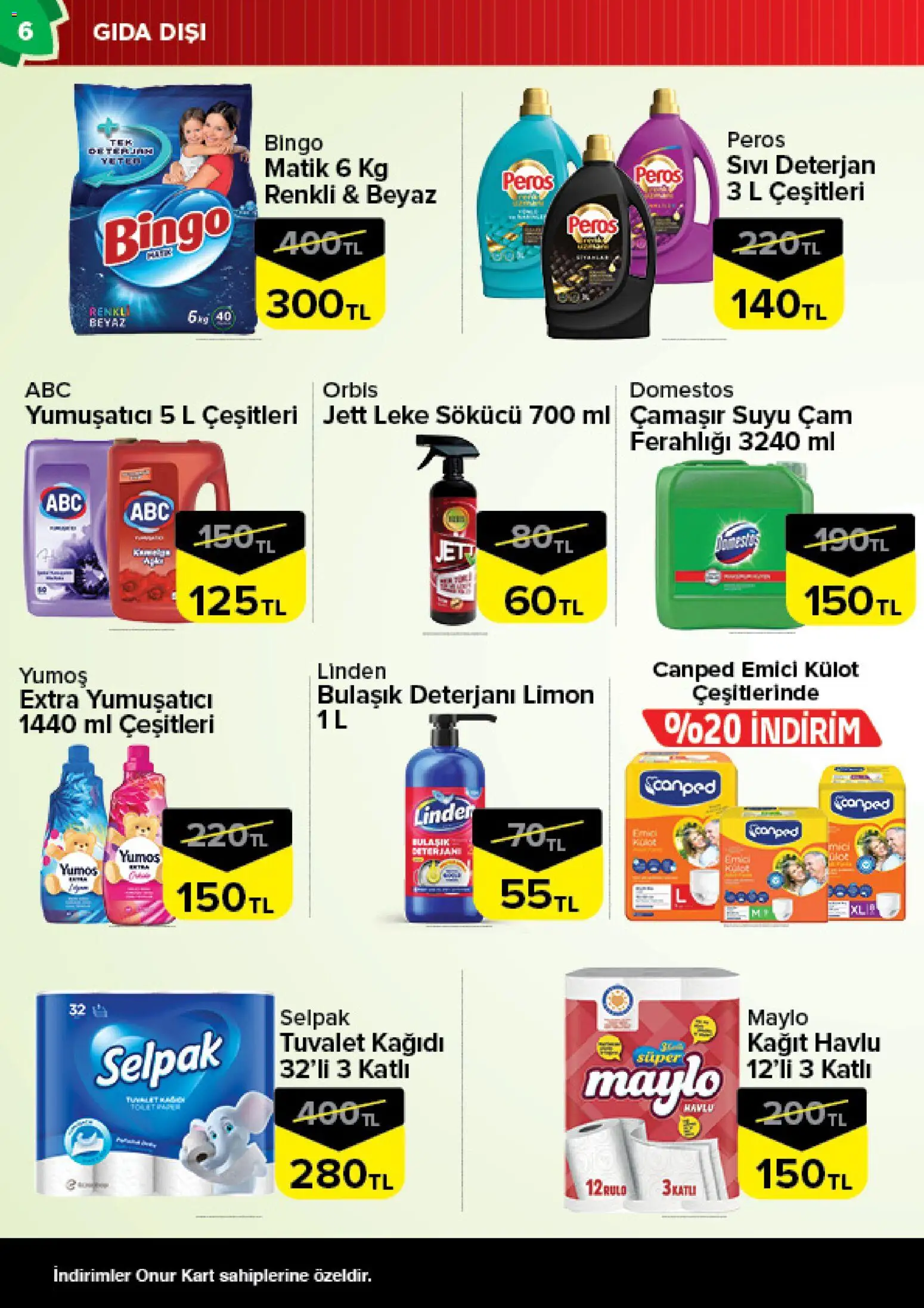 Onur Market Katalog - Bursa - 13.01.2026 tarihinden itibaren geçerlidir | Sayfa: 6 | Ürünler: Tuvalet, Külot, Limon, Tuvalet kağıdı