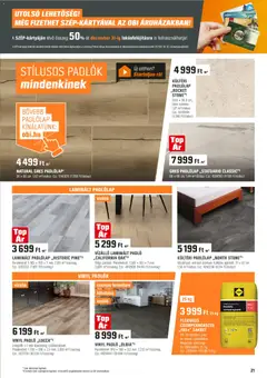 OBI Akciós újság - amely érvényes a következő dátumtól: 24.11.2025 | Oldal: 21 | Termékek: Laminált padló, Gres, Vinyl padló, Csempe
