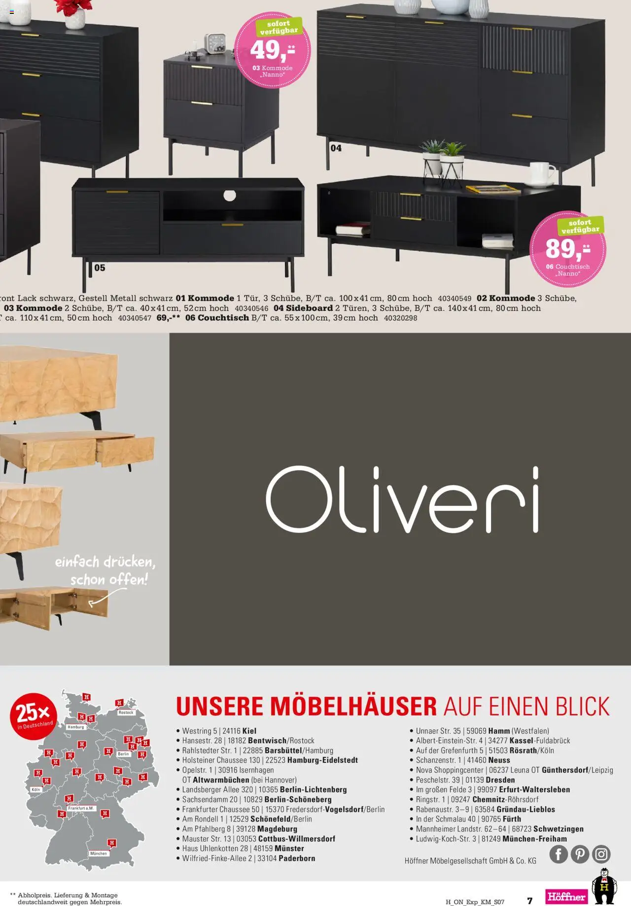 Höffner - Express Spezia No. 2 - gültig ab dem 30.07.2025 | Seite: 7 | Produkte: Sideboard, Kommode, Couchtisch