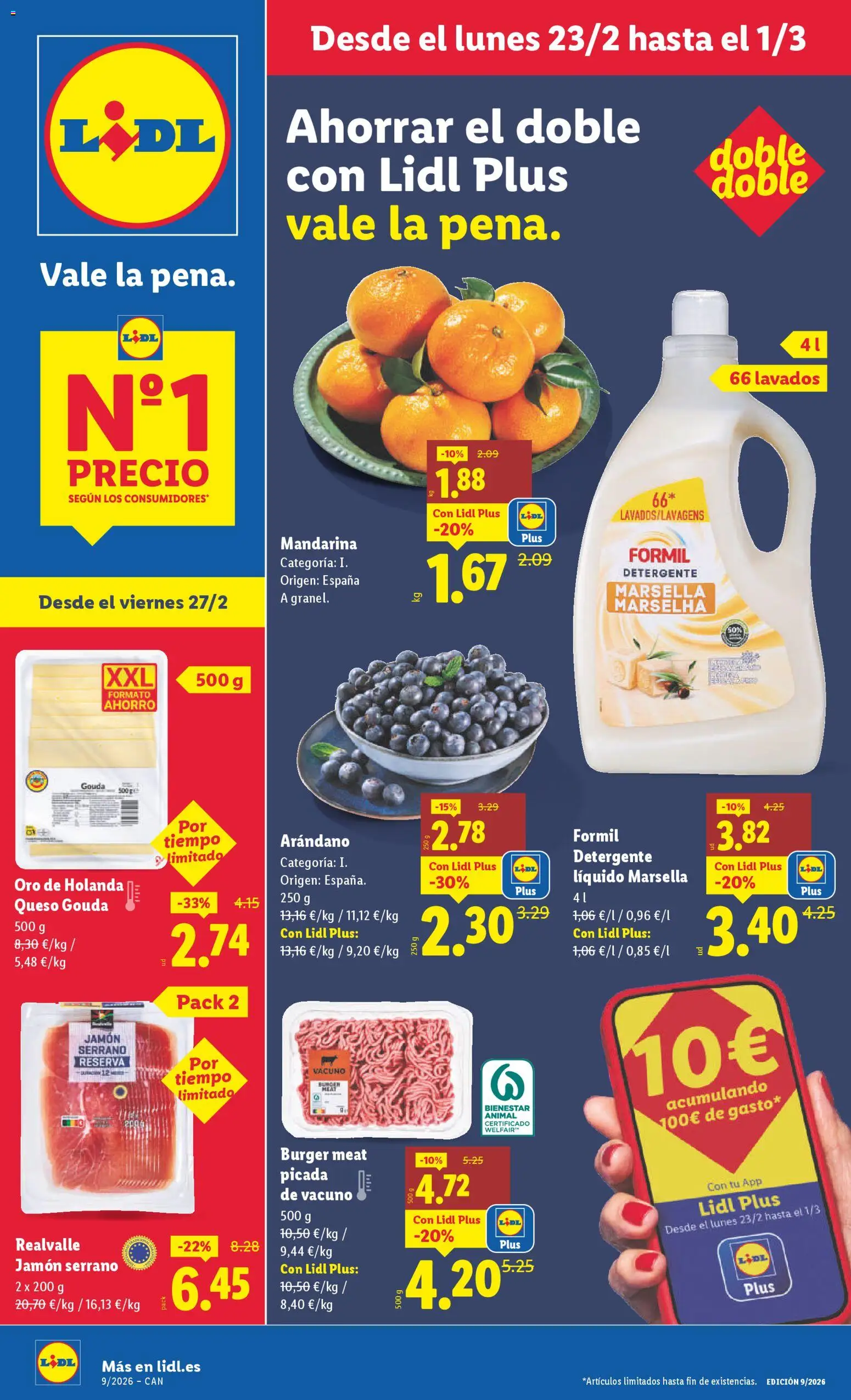 Lidl - Canarias │ válido desde el 23.02.2026 | Página: 1 | Productos: Detergente, Queso, Jamón, Detergente líquido