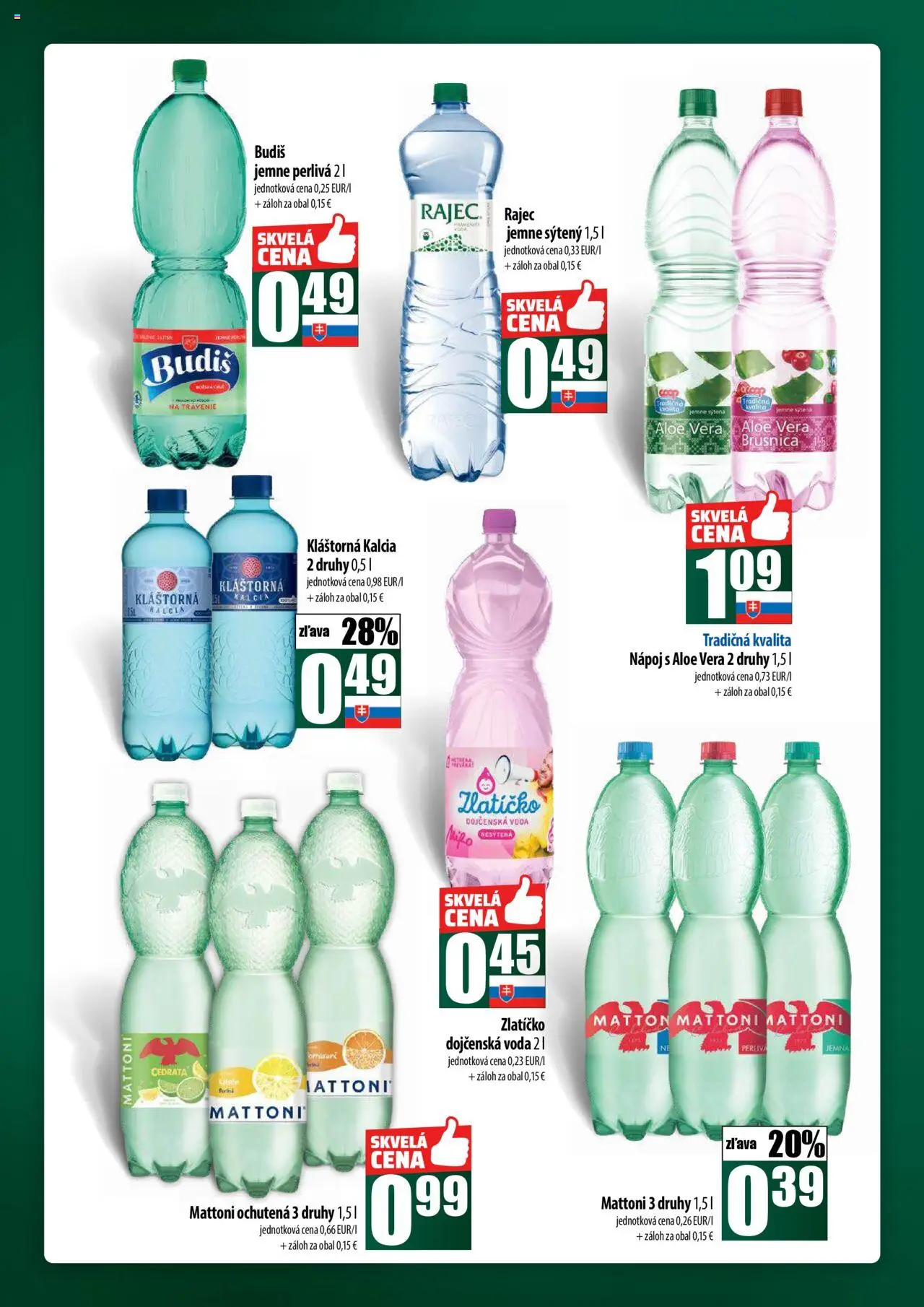 Nové COOP Jednota akcie – leták je platný od 16.10.2025 | Strana: 50 | Produkty: Rajec, Budiš, Mattoni, Voda