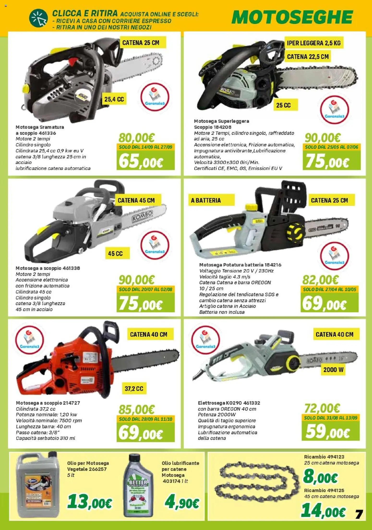 Volantino Orizzonte del 10.04.2026 | Pagina: 7 | Prodotti: Lubrificante, Olio, Motosega, Batteria