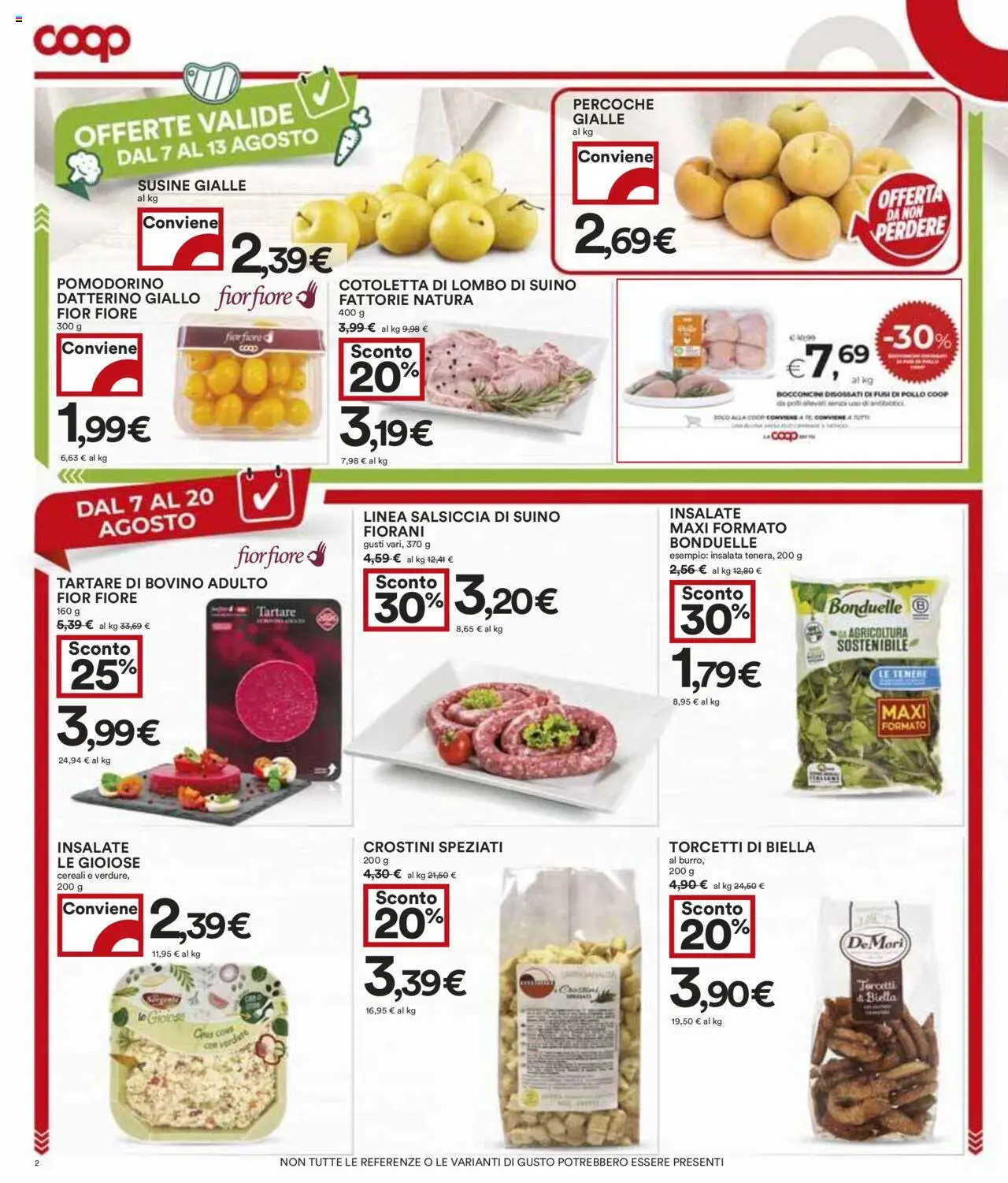 Volantino COOP del 07.08.2025 | Pagina: 2 | Prodotti: Salsiccia, Cous cous, Crostini, Susine