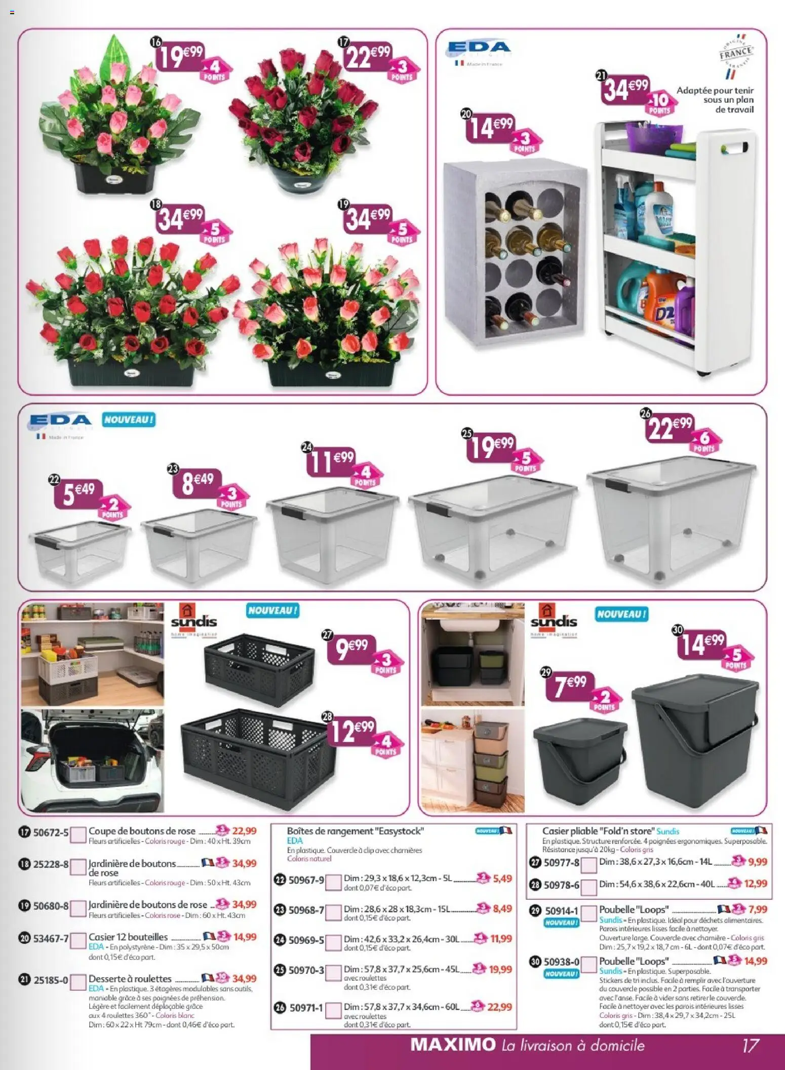 {H1} | Page: 17 | Produits: Poubelle, Jardinière, Poignées, Store