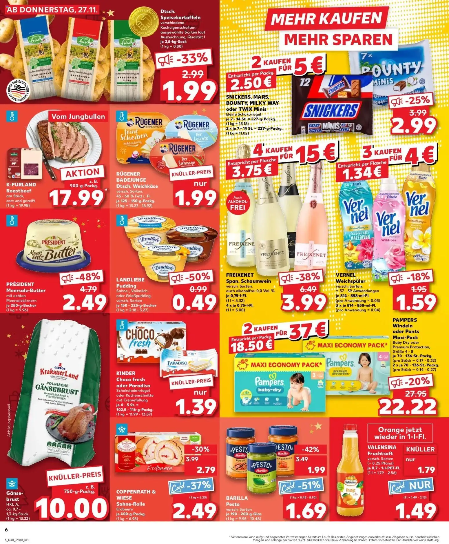 Kaufland prospekt Döbeln	 – gültig ab 30.11.2025 | Seite: 6 | Produkte: Freixenet, Pudding, Twix, Valensina