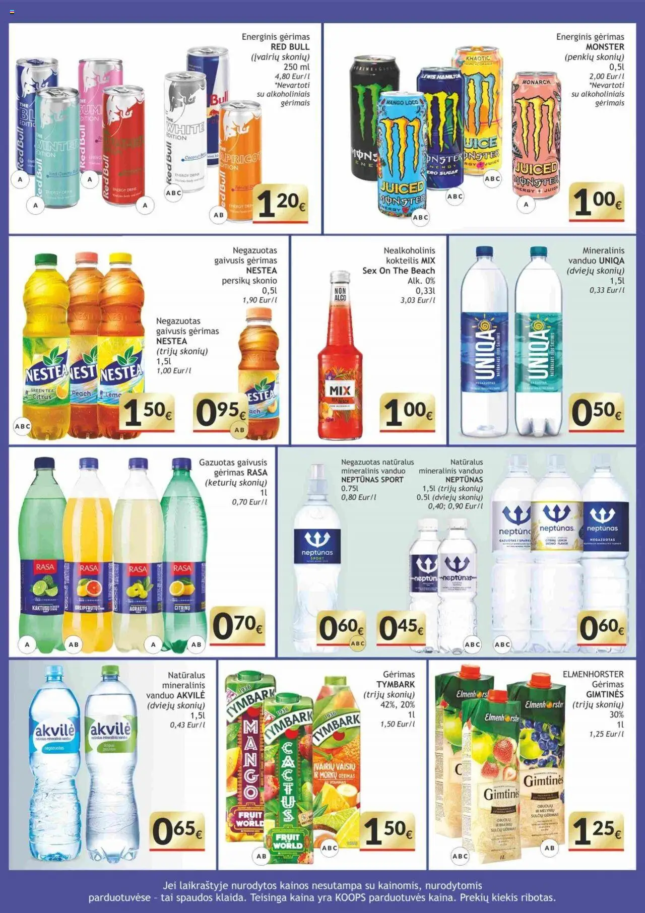 Koops leidinys│galioja nuo 11.08.2025 | Puslapis: 9 | Prekių: Gaivusis gėrimas, Nealkoholinis kokteilis, Energinis gėrimas, Mineralinis vanduo