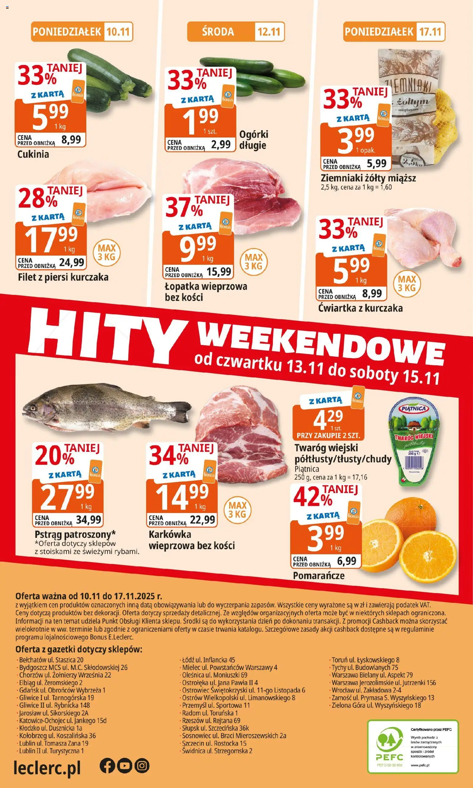 E.Leclerc Gazetka - Kłodzko od 10.11.2025 | Strona: 20 | Produkty: Karkówka, Pstrąg, Łopatka wieprzowa, Filet z piersi kurczaka