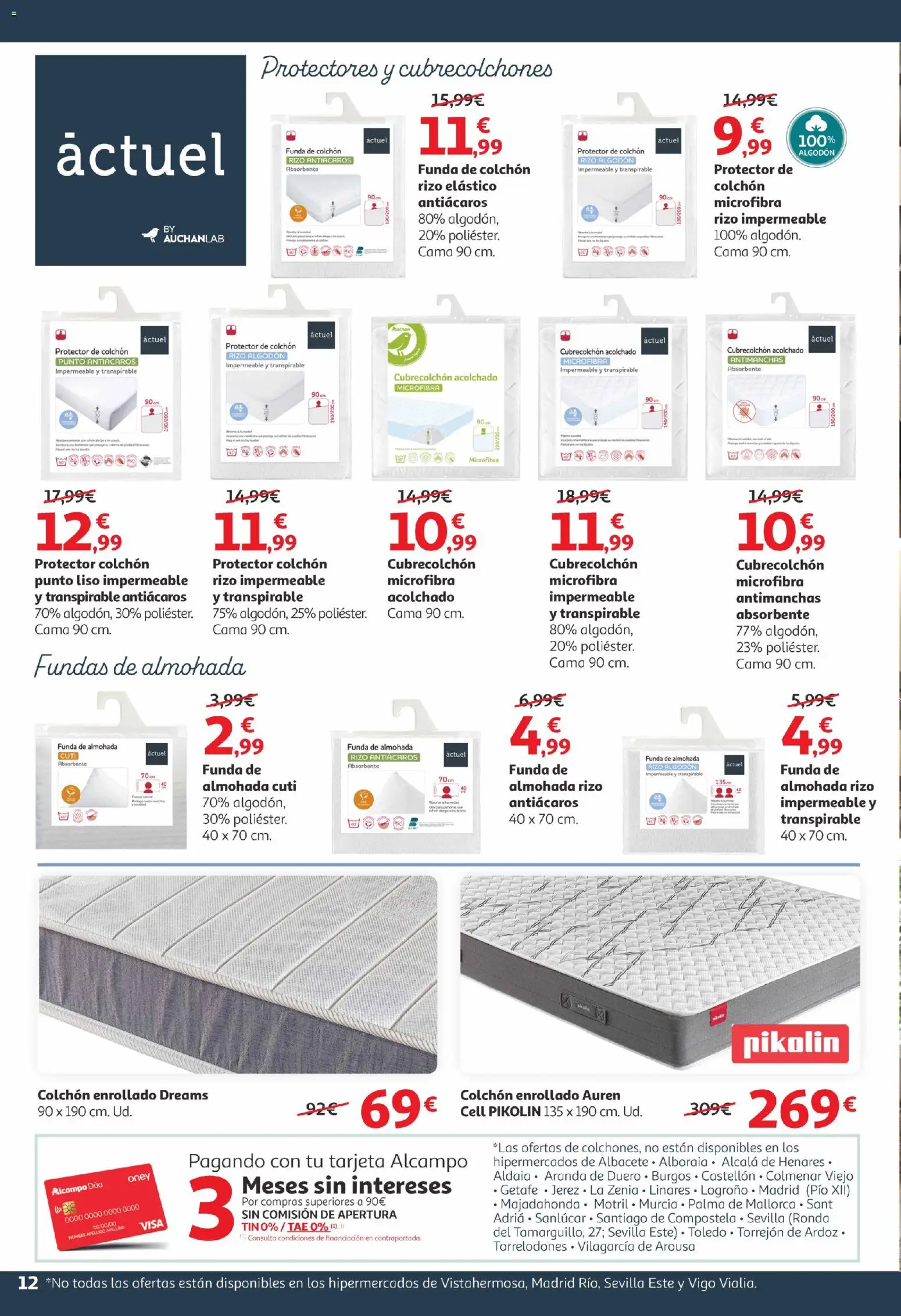 Alcampo -  Canarias │ válido desde el 09.01.2026 | Página: 12 | Productos: Colchon, Funda, Cama, Almohada