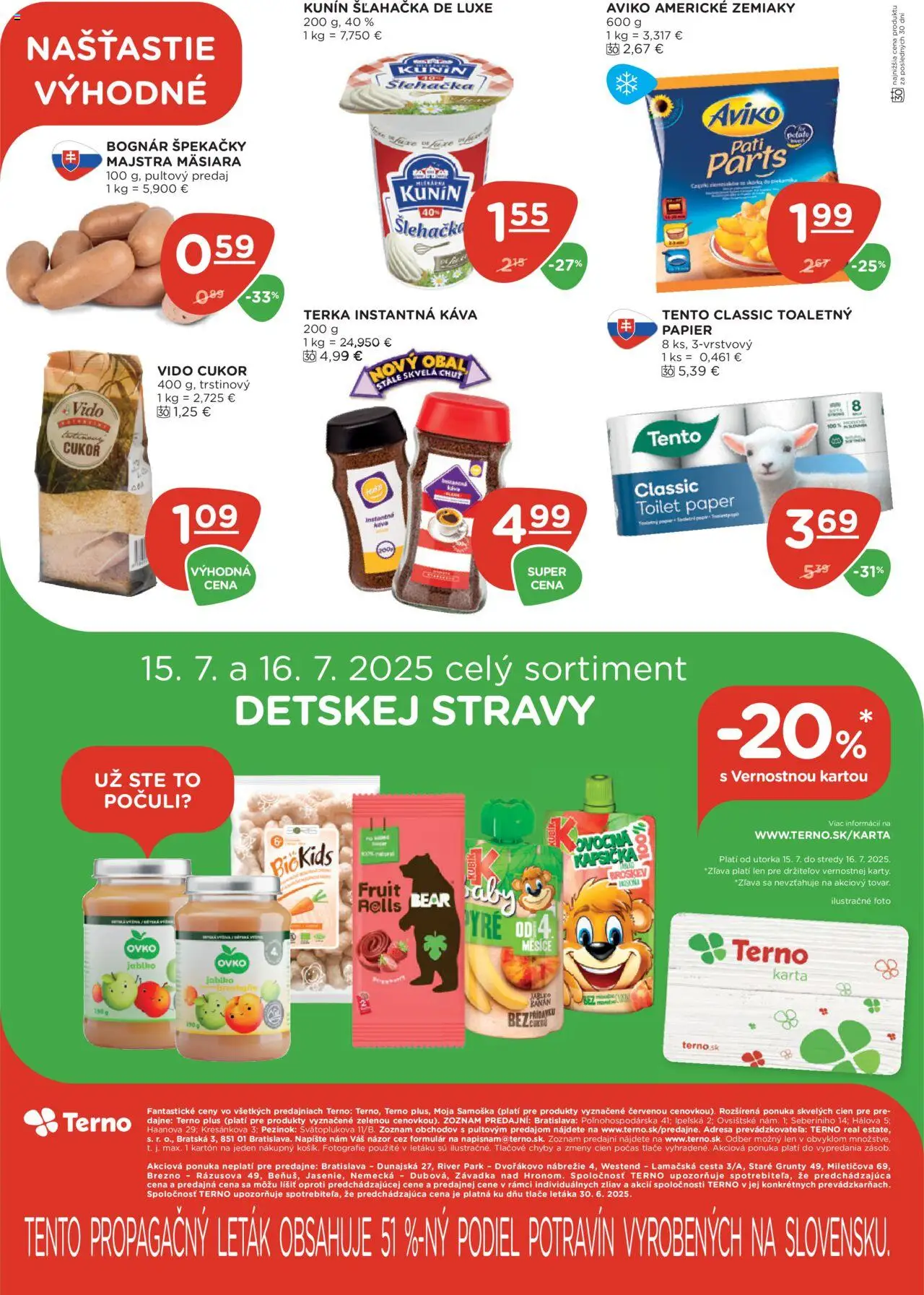 Terno leták │ platný od 10.07.2025 | Strana: 12 | Produkty: Káva, Toaletný papier, Zemiaky, Šľahačka