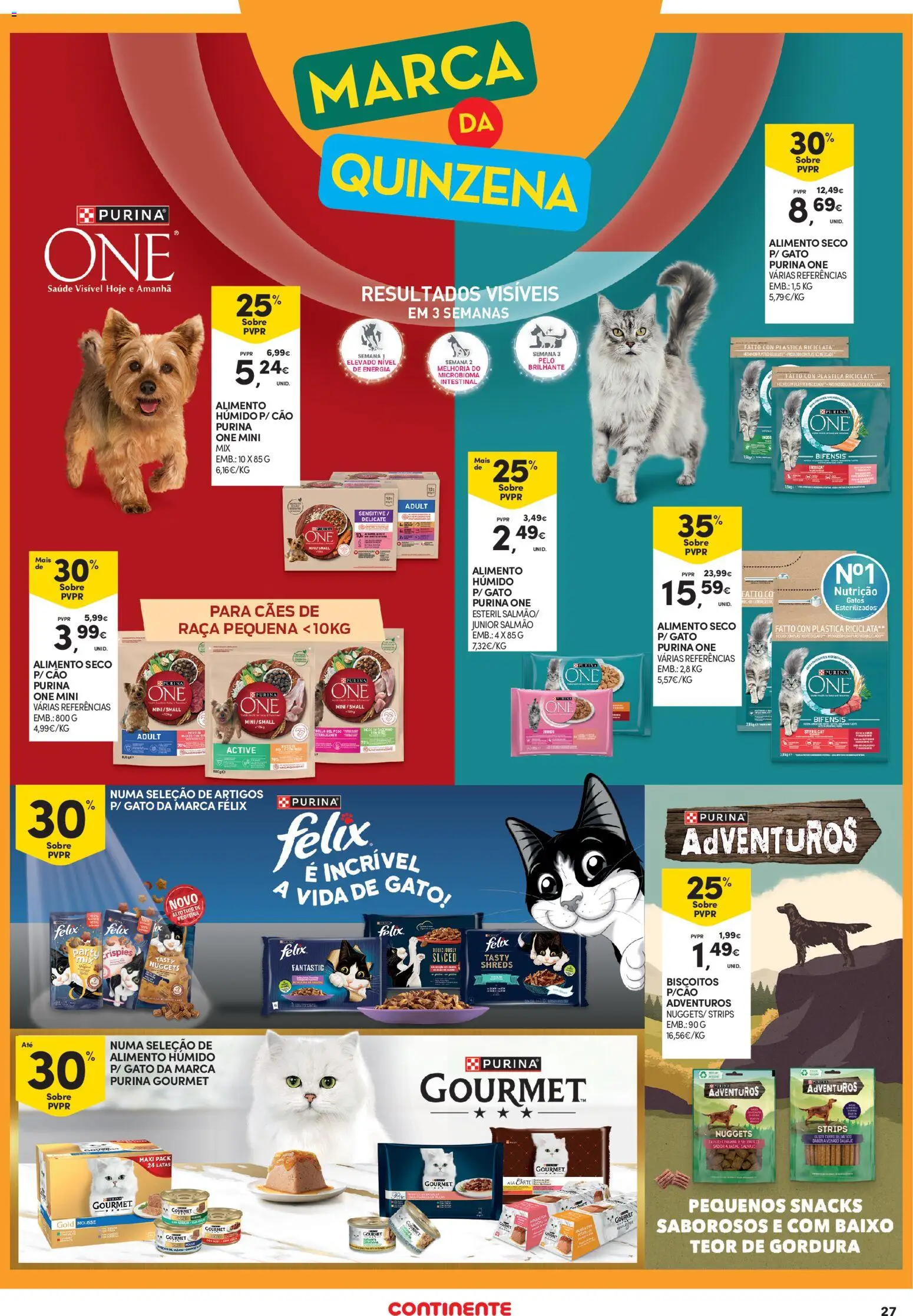 Continente - Açores │ válido de 05.03.2026 | Página: 27 | Produtos: Purina one, Salmão, Nuggets, Proteina