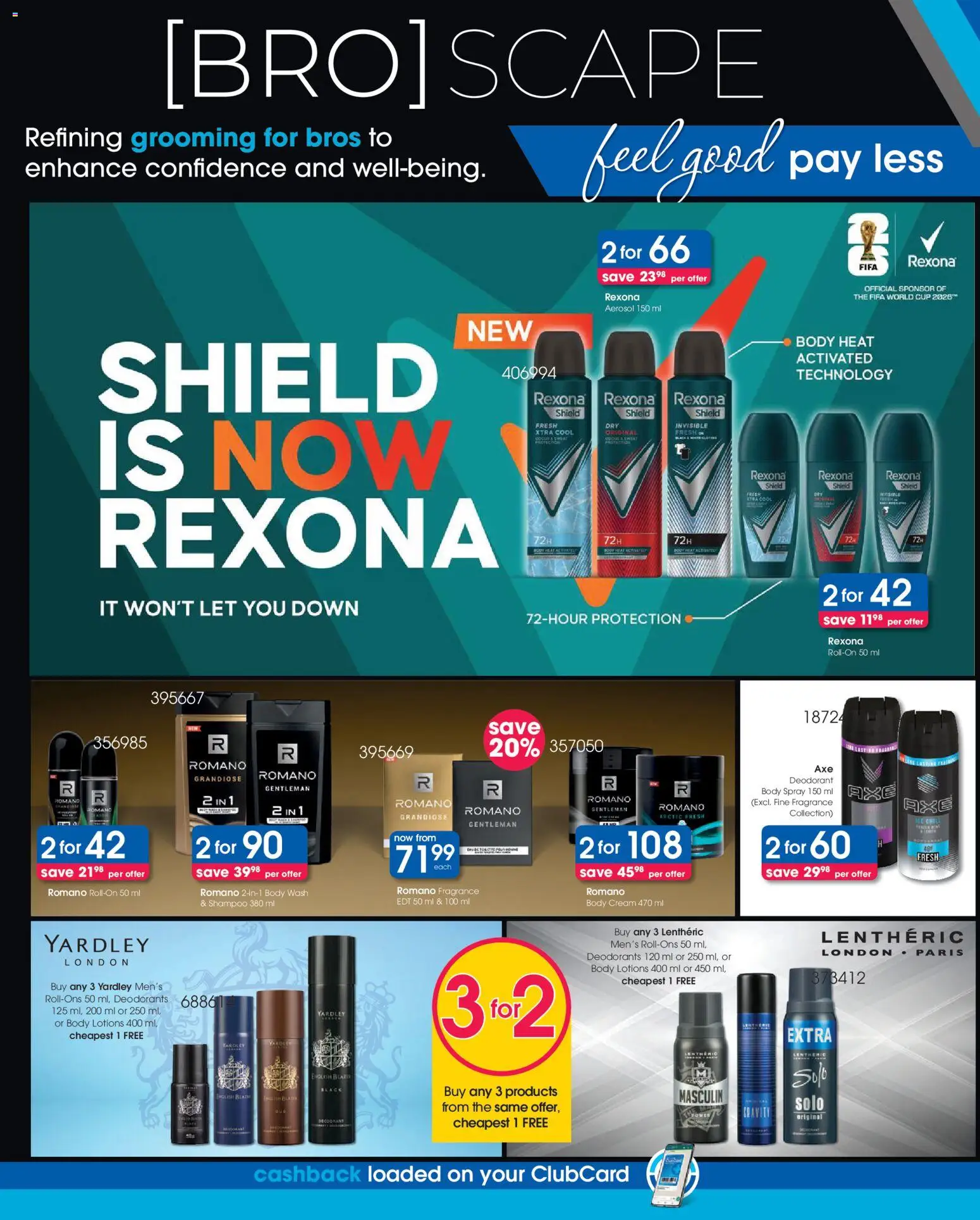 New Clicks catalogue – valid from 23.04.2026 | Page: 28 | Products: Body spray, Shampoo, Body cream, Deodorant