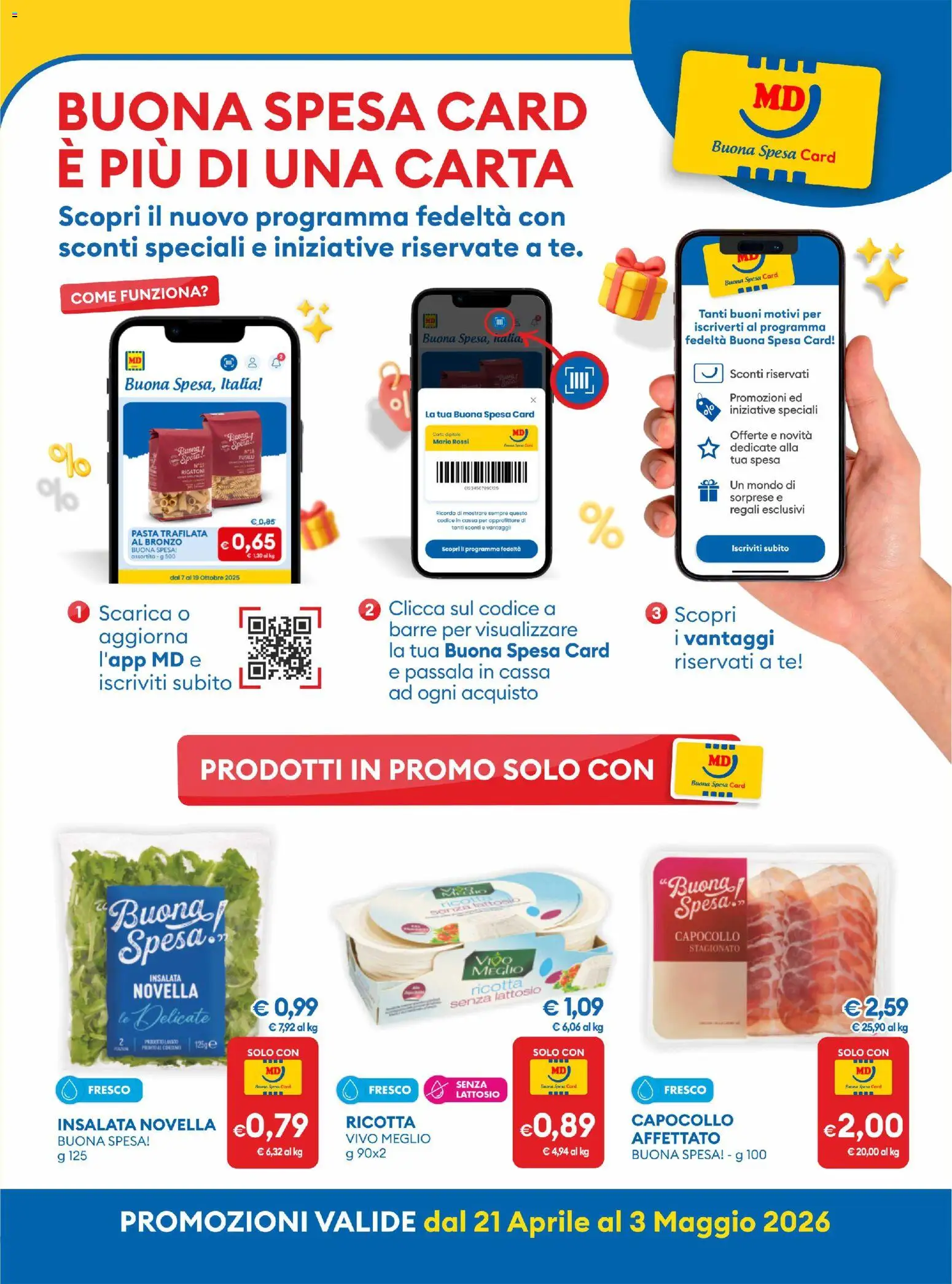 Volantino MD Discount del 21.04.2026 | Pagina: 11 | Prodotti: Insalata, Pasta, Fusilli, Ricotta