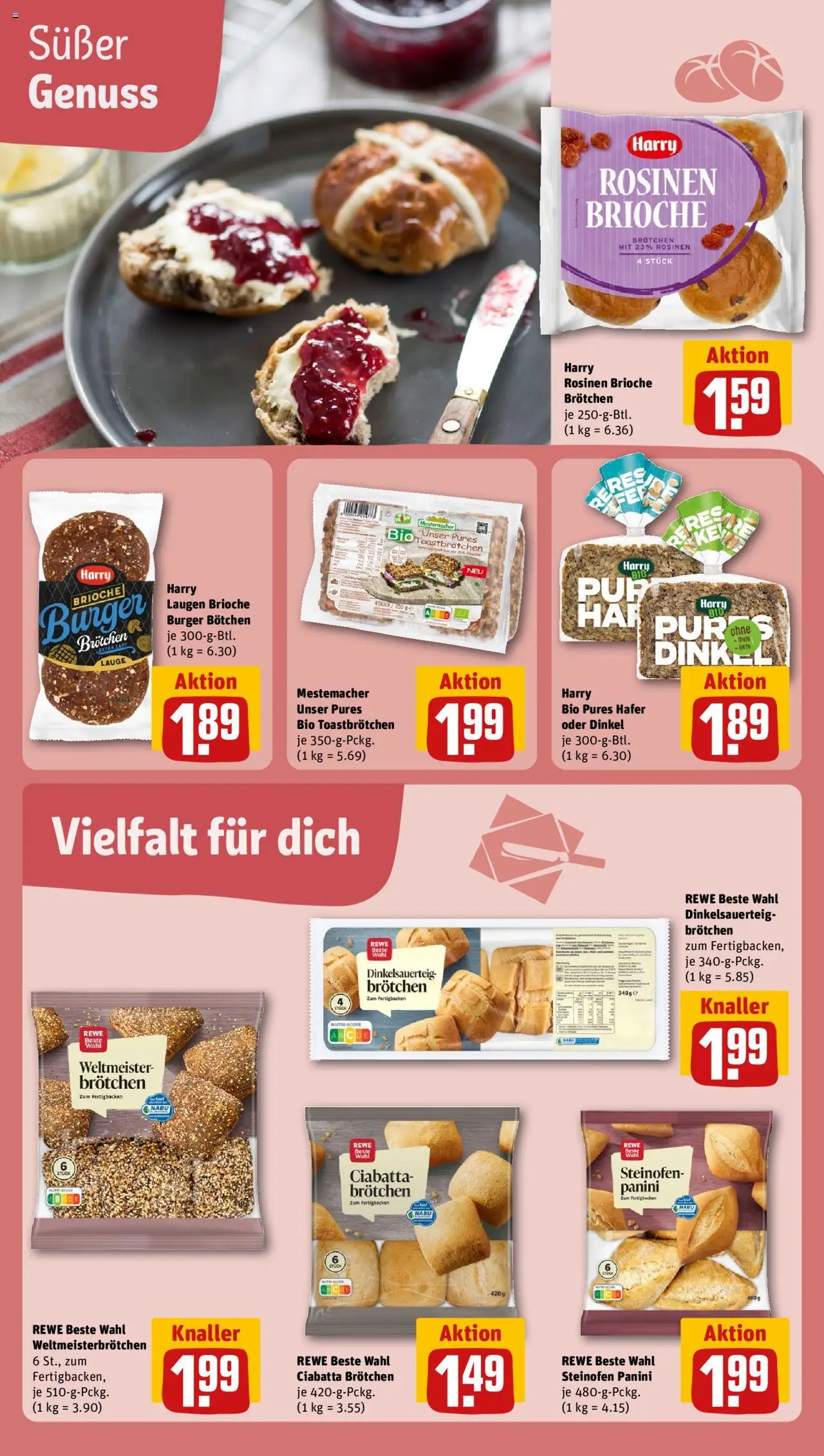 Rewe Prospekt 	 – gültig ab 06.10.2025 | Seite: 13 | Produkte: Toast, Burger, Rosinen