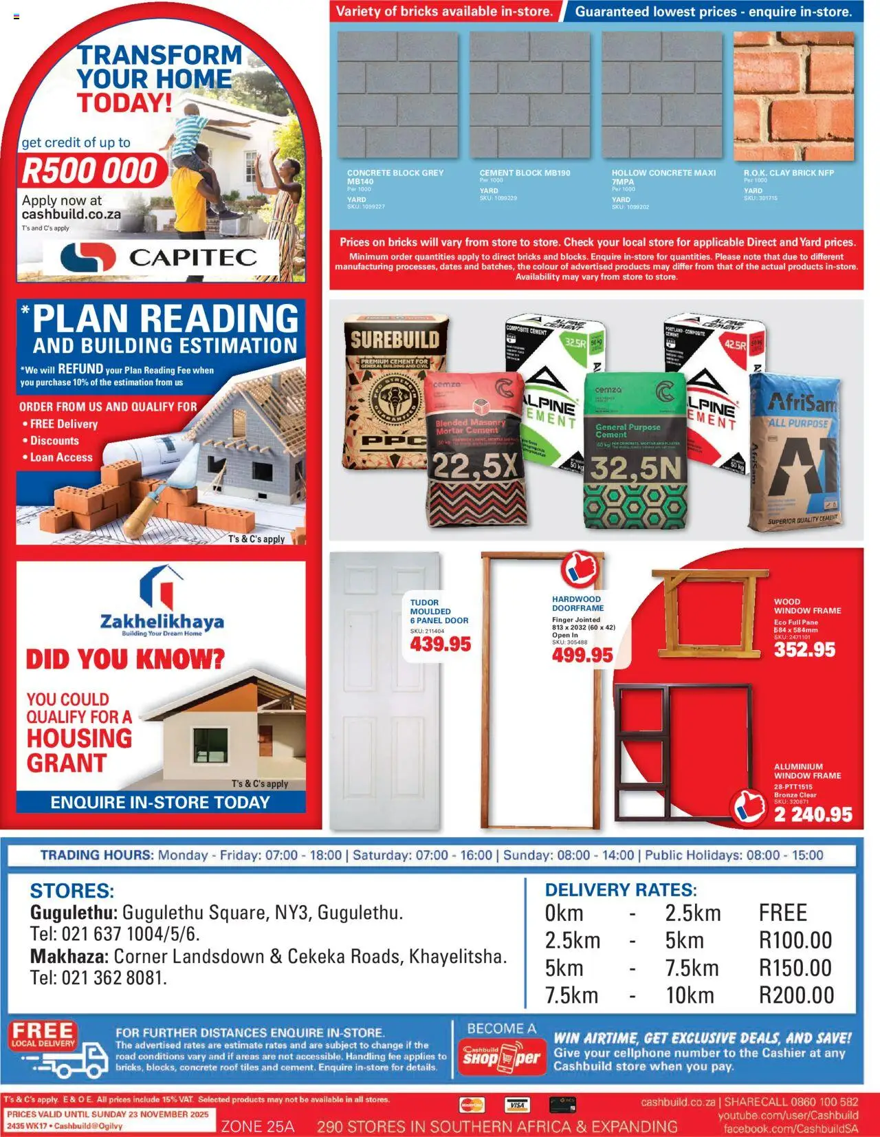 New Cashbuild catalogue – valid from 20.10.2025 | Page: 4 | Products: Dates, Frame, Cement, Clay