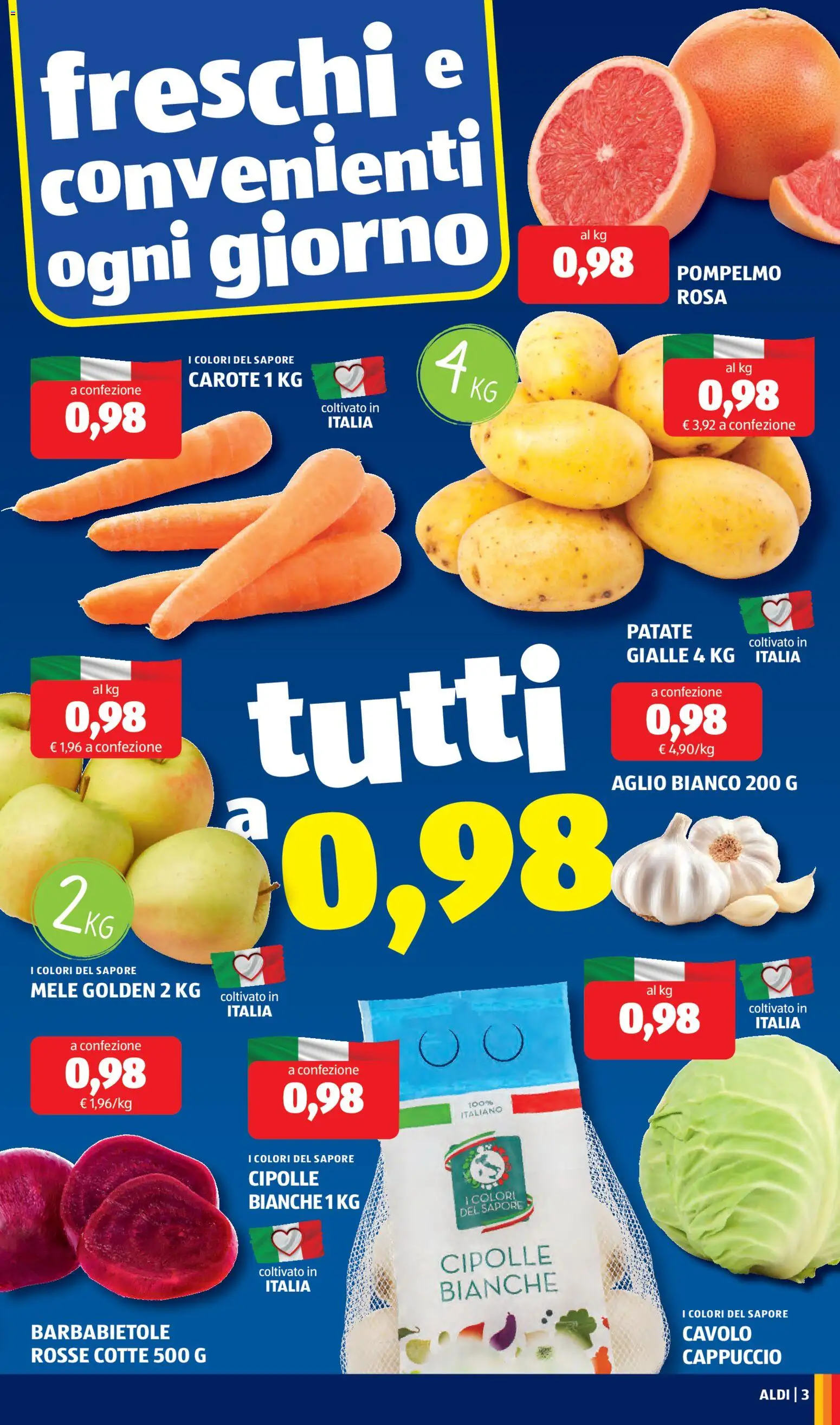 Volantino Aldi del 19.01.2026 | Pagina: 3 | Prodotti: Patate, Carote, Aglio, Cavolo