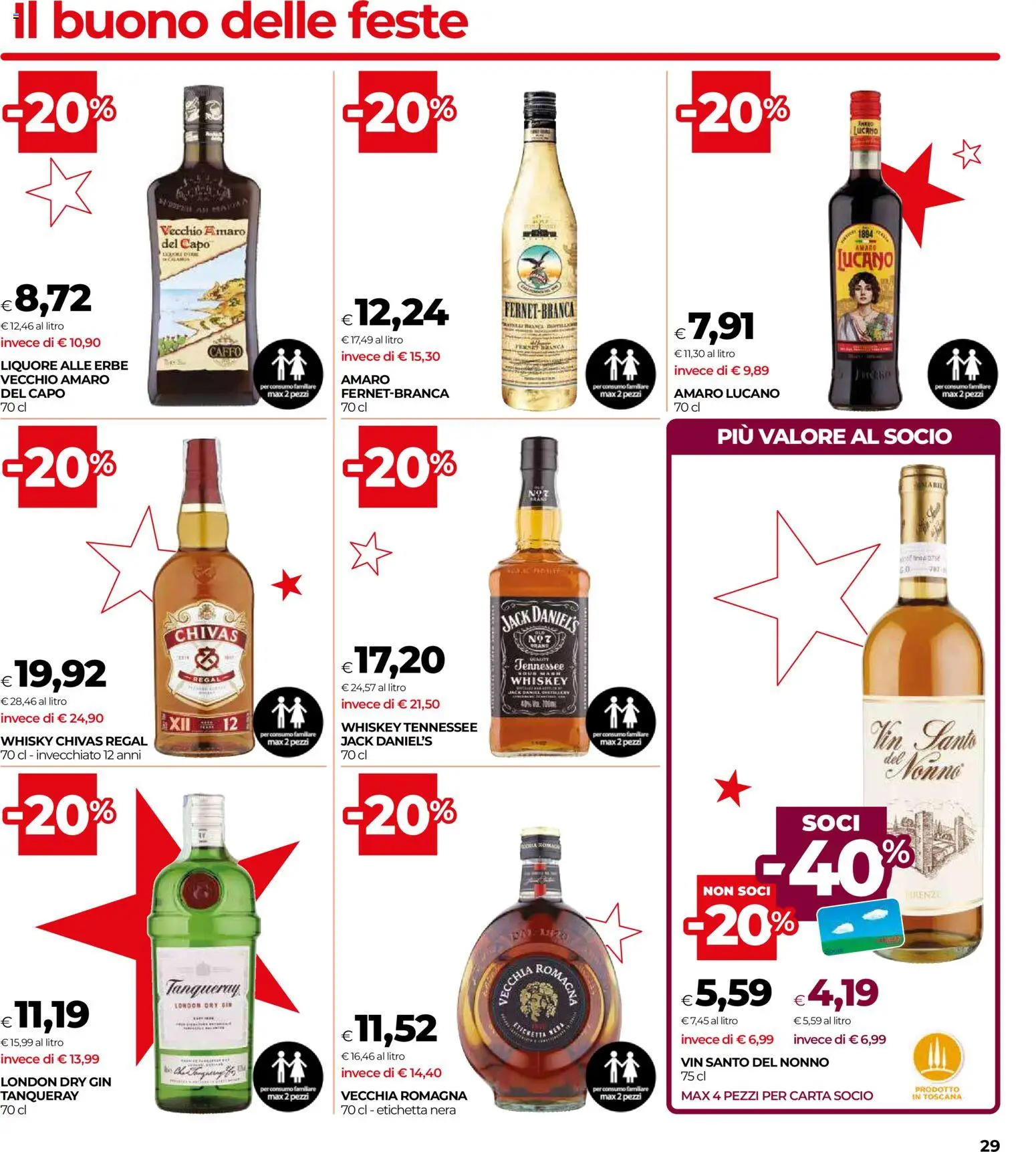 Volantino COOP del 16.12.2025 | Pagina: 29 | Prodotti: Gin, Whisky, Liquore, Amaro