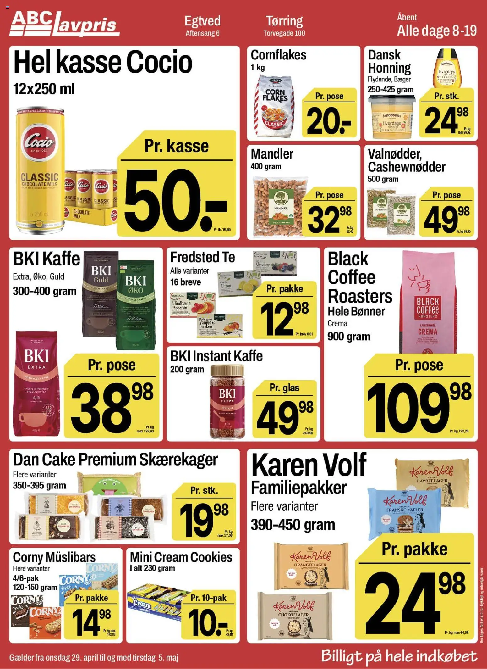 Abc Lavpris tilbudsavis – gyldig fra 29.04.2026 | Side: 10 | Produkter: Te, Cookies, Hindbær, Cashewnødder